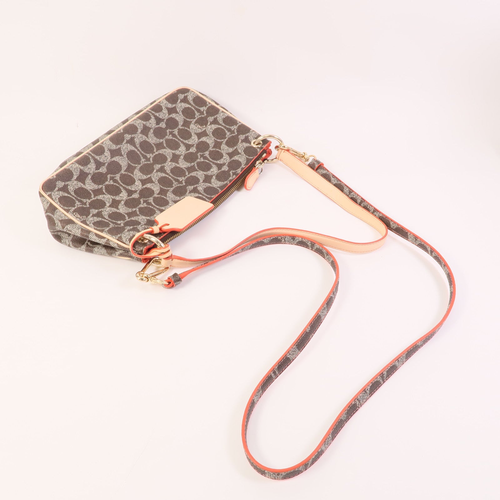 COACH 塗層帆布Shoulder Bag金扣手挽肩背兩用袋