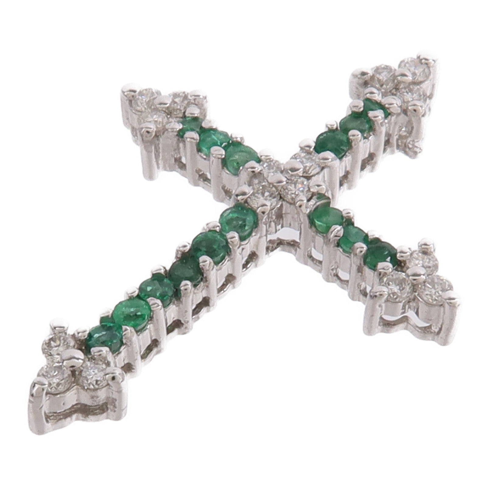 JEWELRY 18K白金Emerald Diamond Pendant Top綠寶石/鑽石吊墜