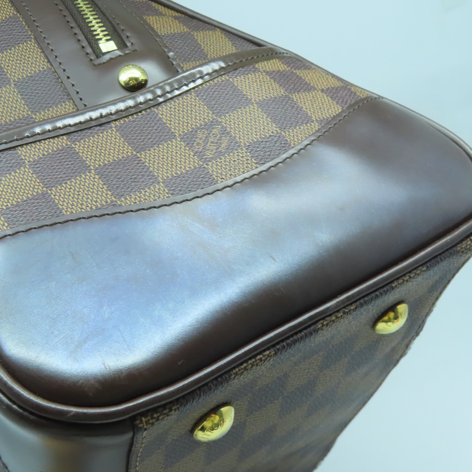 LOUIS VUITTON Damier Berkeley Boston Hand Bag金扣手挽袋啡色