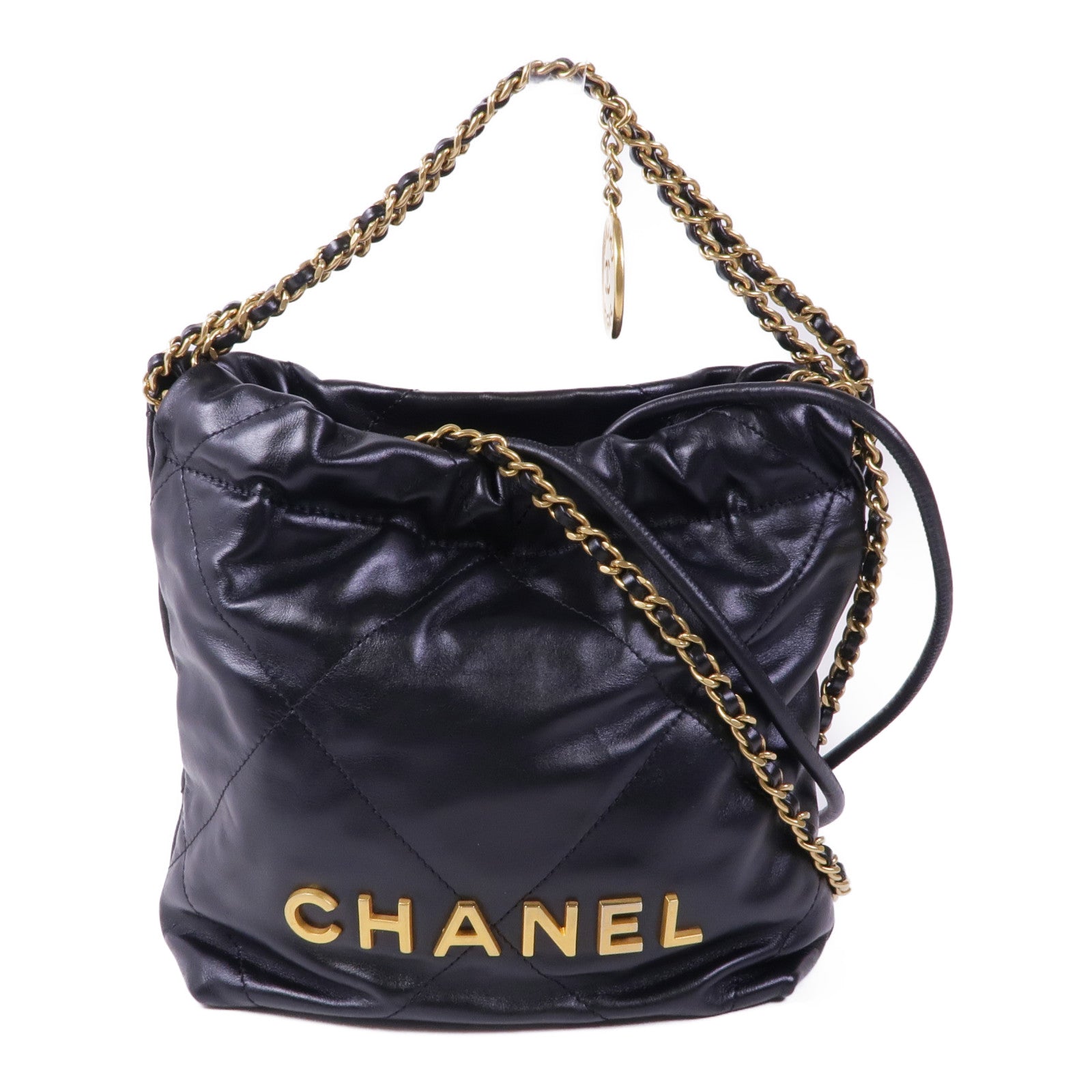 CHANEL 牛皮皮革Chanel 22 Mini金扣鏈帶手挽肩背兩用袋