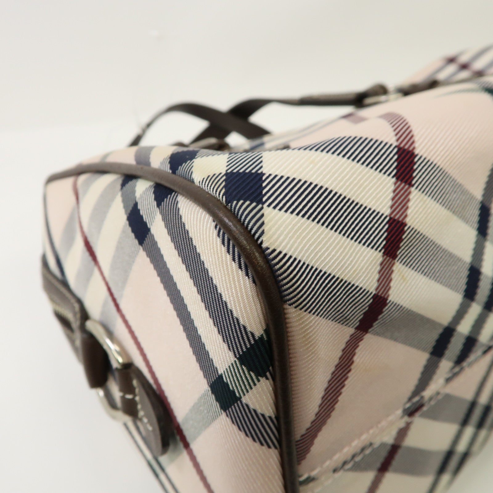 BURBERRY 塗層帆布Shoulder Bag銀扣肩背袋黑色/粉紅色