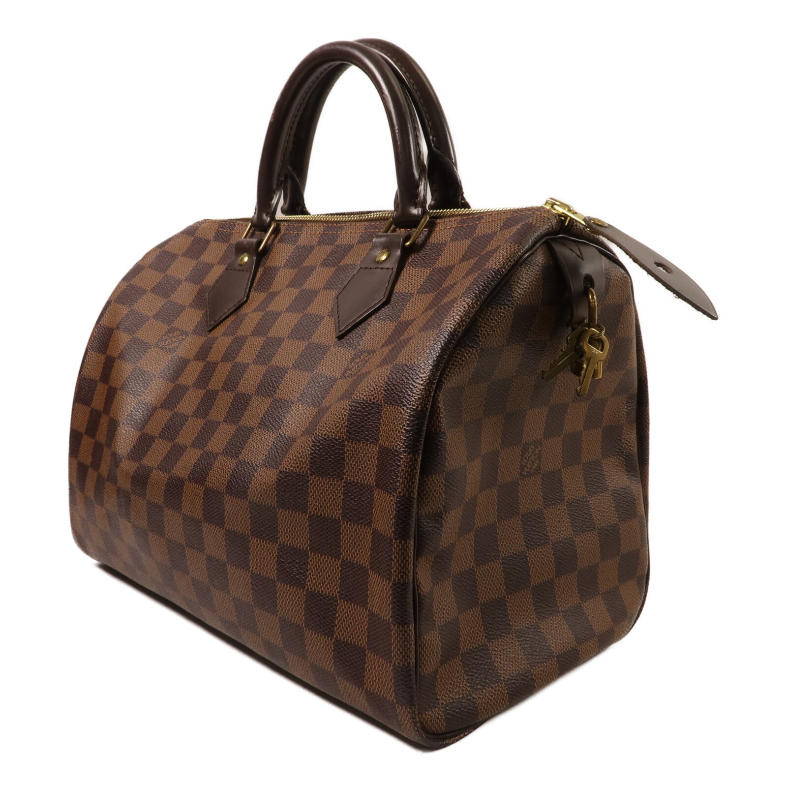 LOUIS VUITTON Damier Speedy 30金扣手挽袋