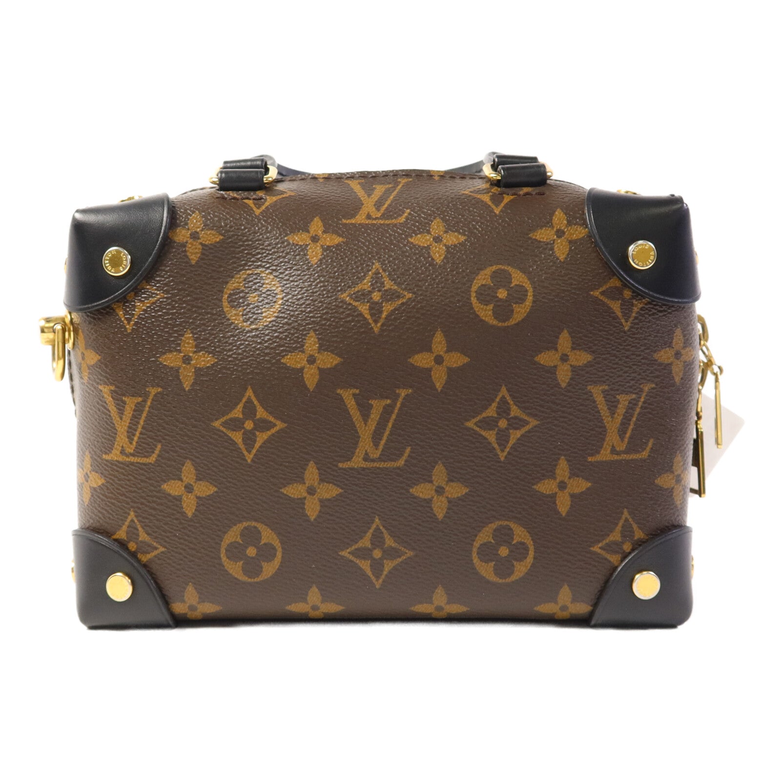 LOUIS VUITTON Monogram Petite Malle Souple金扣手挽肩背兩用袋棕色
