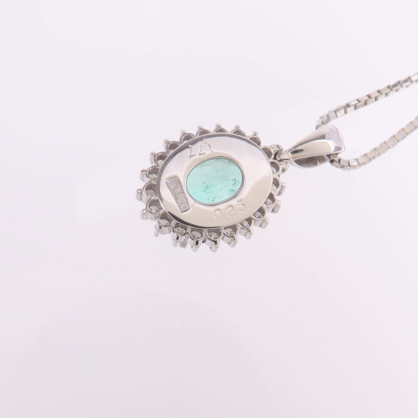 JEWELRY PT900/PT850鉑金Emerald Diamond Necklace綠寶石/鑽石項鍊