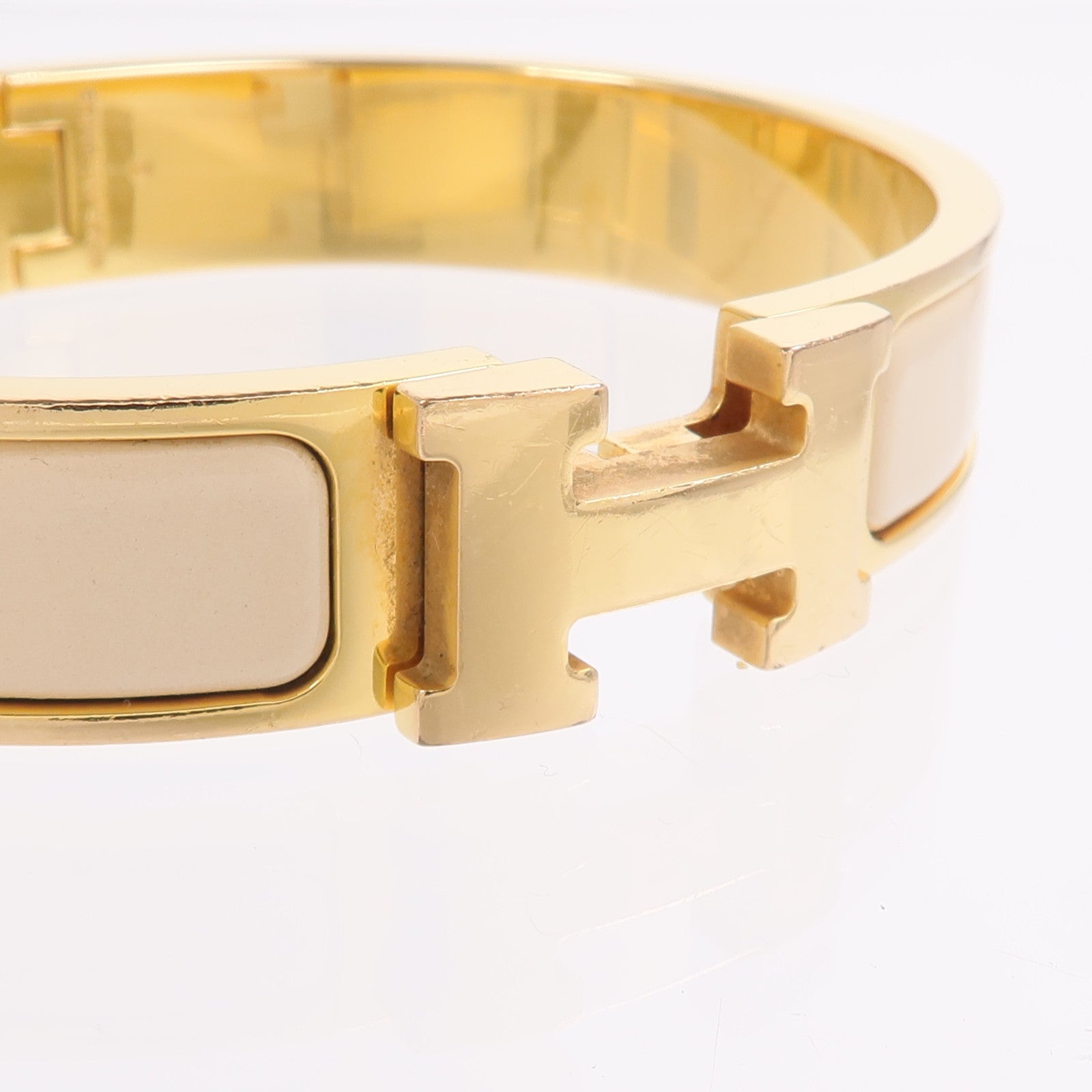 HERMES 金屬/琺瑯Clic H Bracelet手鐲Creme