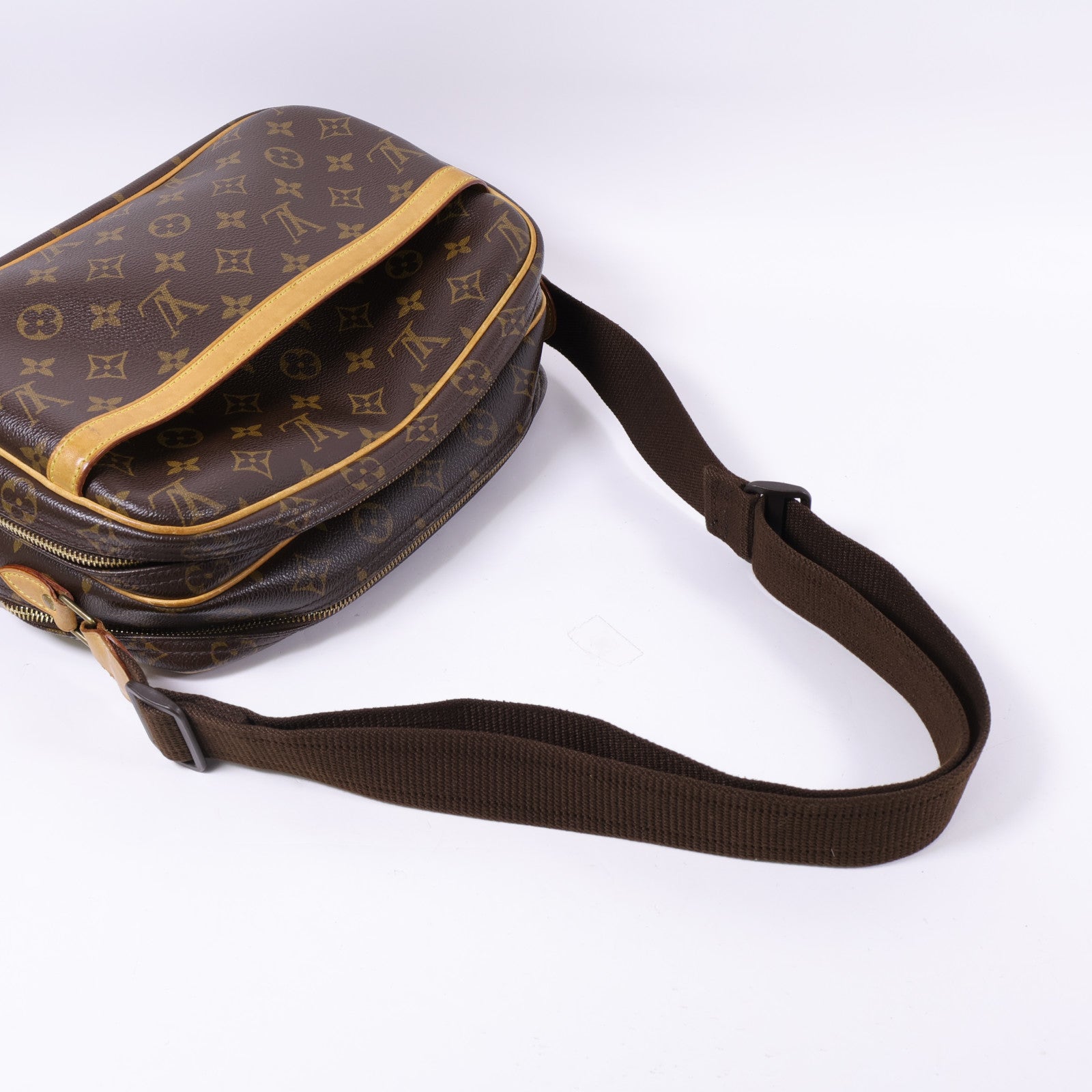 LOUIS VUITTON Monogram Reporter PM金扣肩背袋棕色