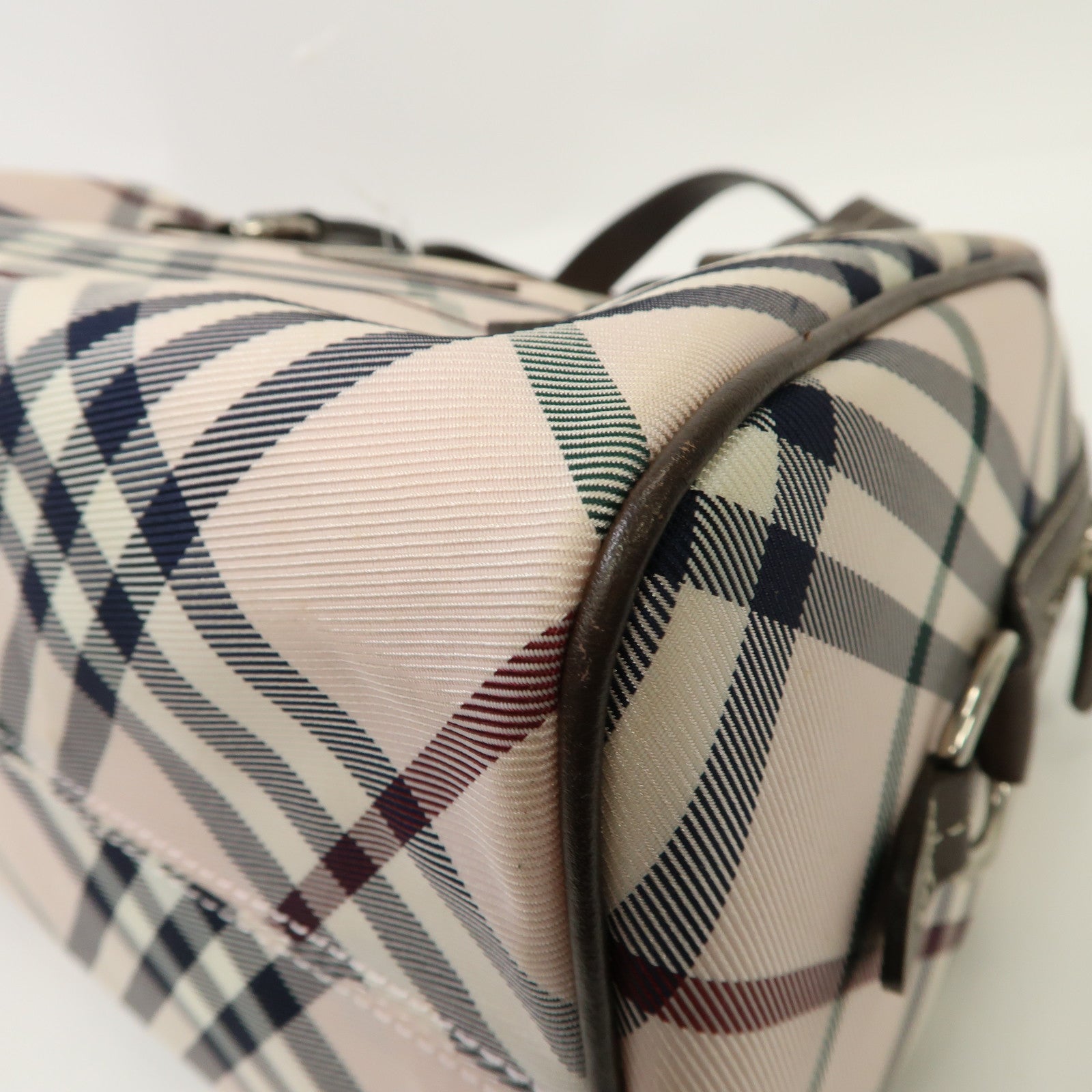 BURBERRY 塗層帆布Shoulder Bag銀扣肩背袋黑色/粉紅色