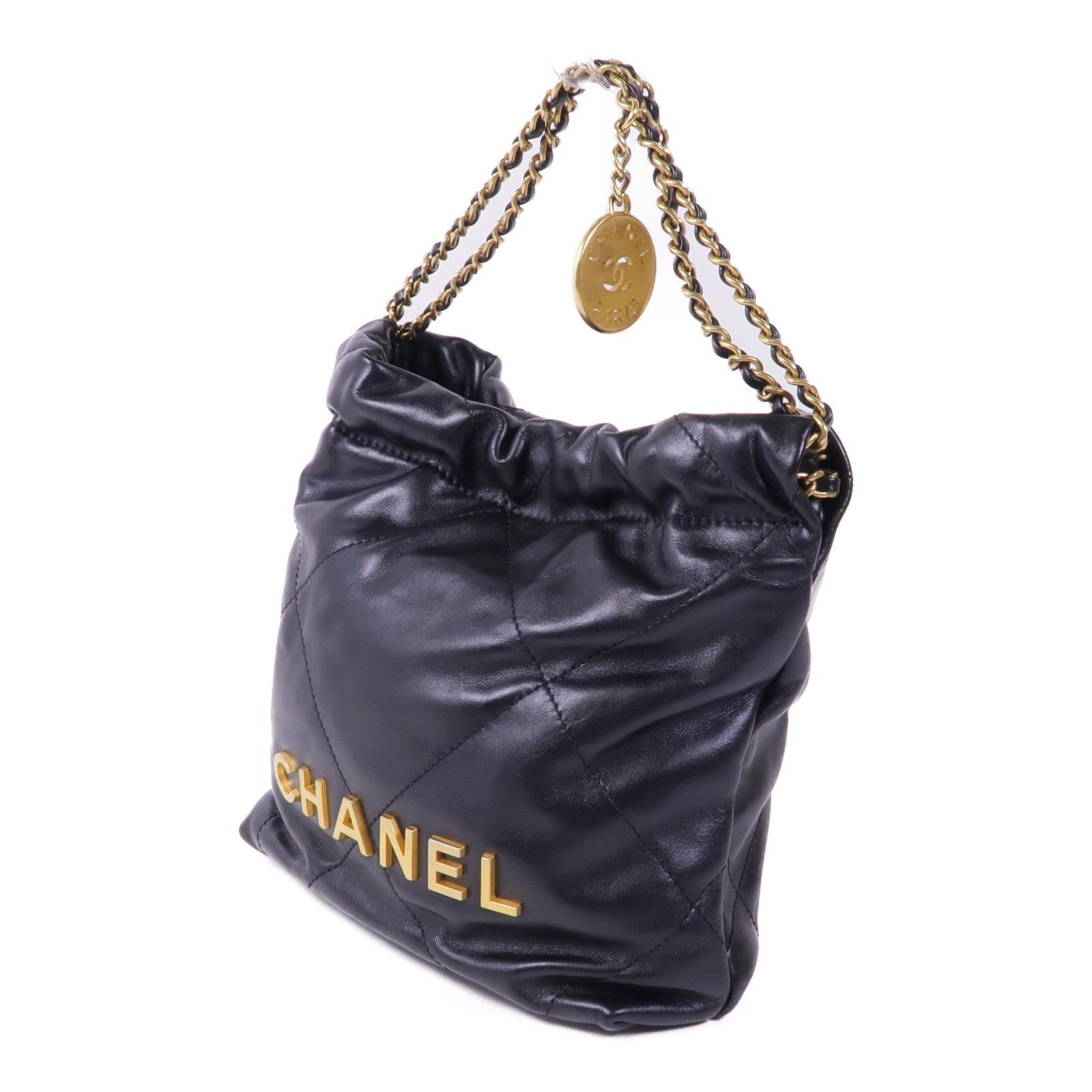 CHANEL 牛皮皮革Chanel 22 Mini金扣鏈帶手挽肩背兩用袋
