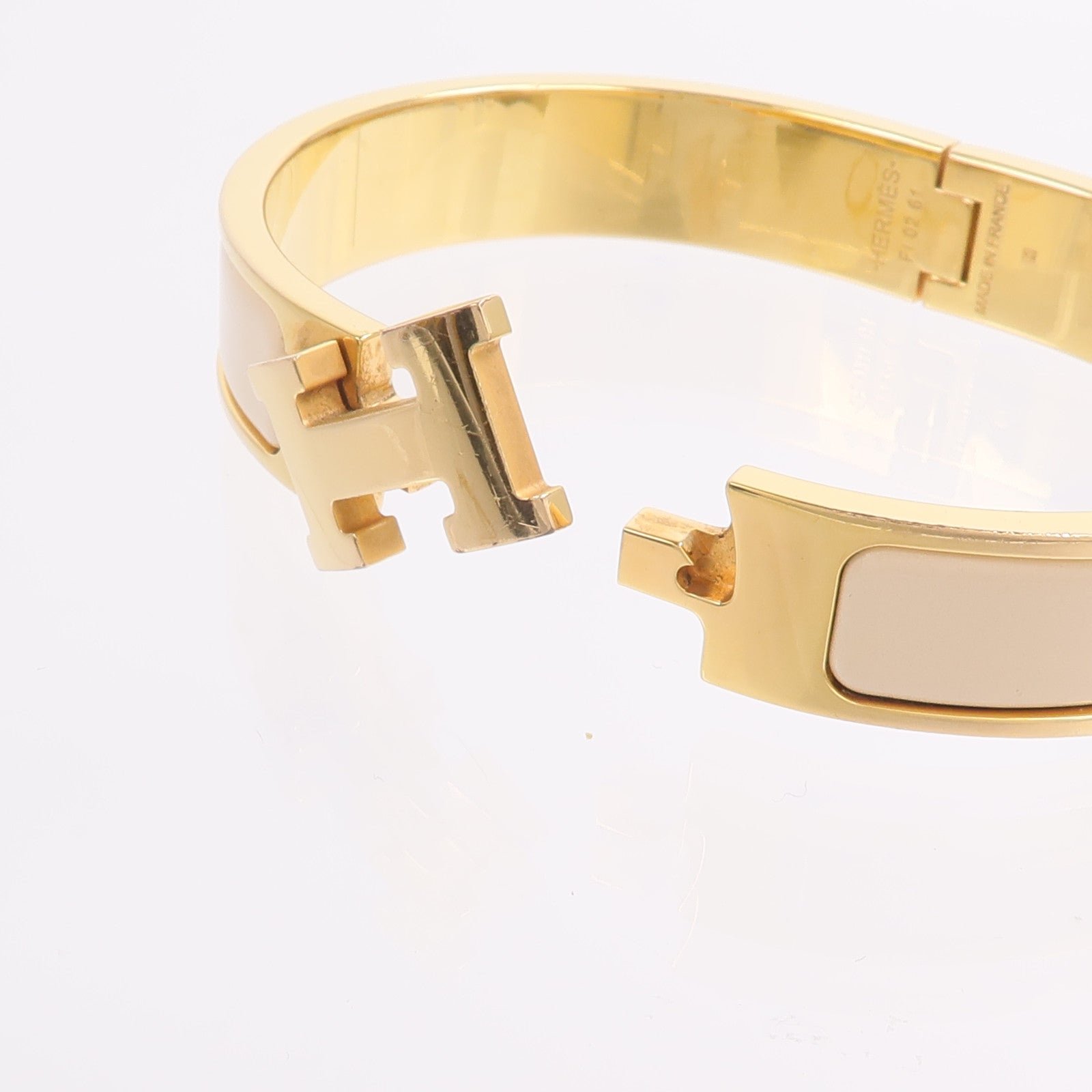 HERMES 金屬/琺瑯Clic H Bracelet手鐲Creme