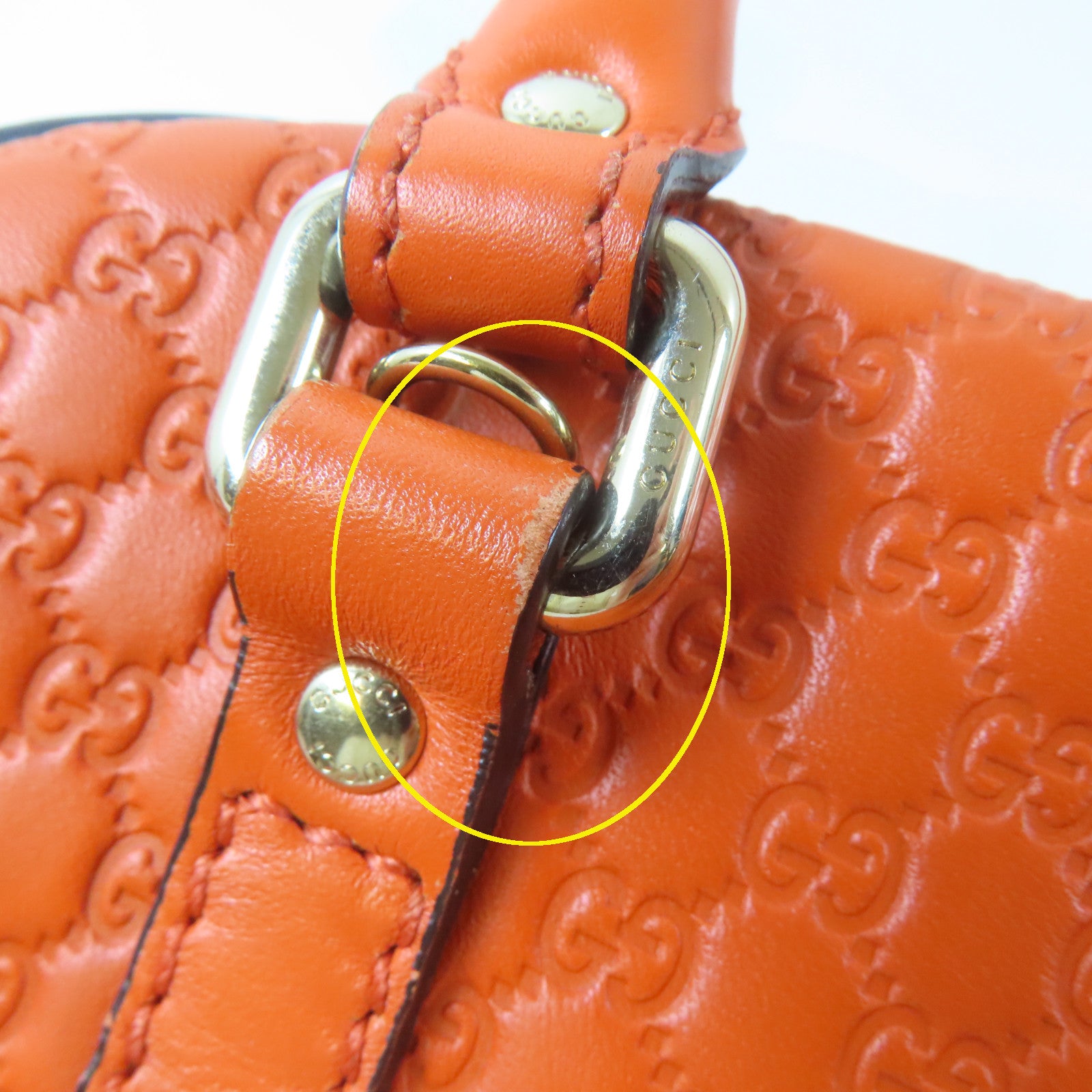 GUCCI 牛皮皮革Guccissima 2 Way Shoulder金扣手挽肩背兩用袋橙色