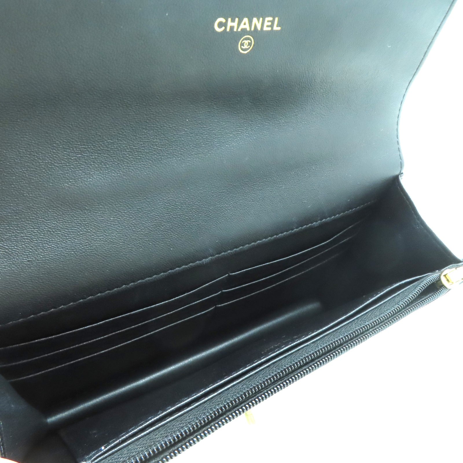 CHANEL 【激減優惠】菱格羊皮皮革Top Handle Wallet On Chain金扣鏈帶手挽肩背兩用袋黑色