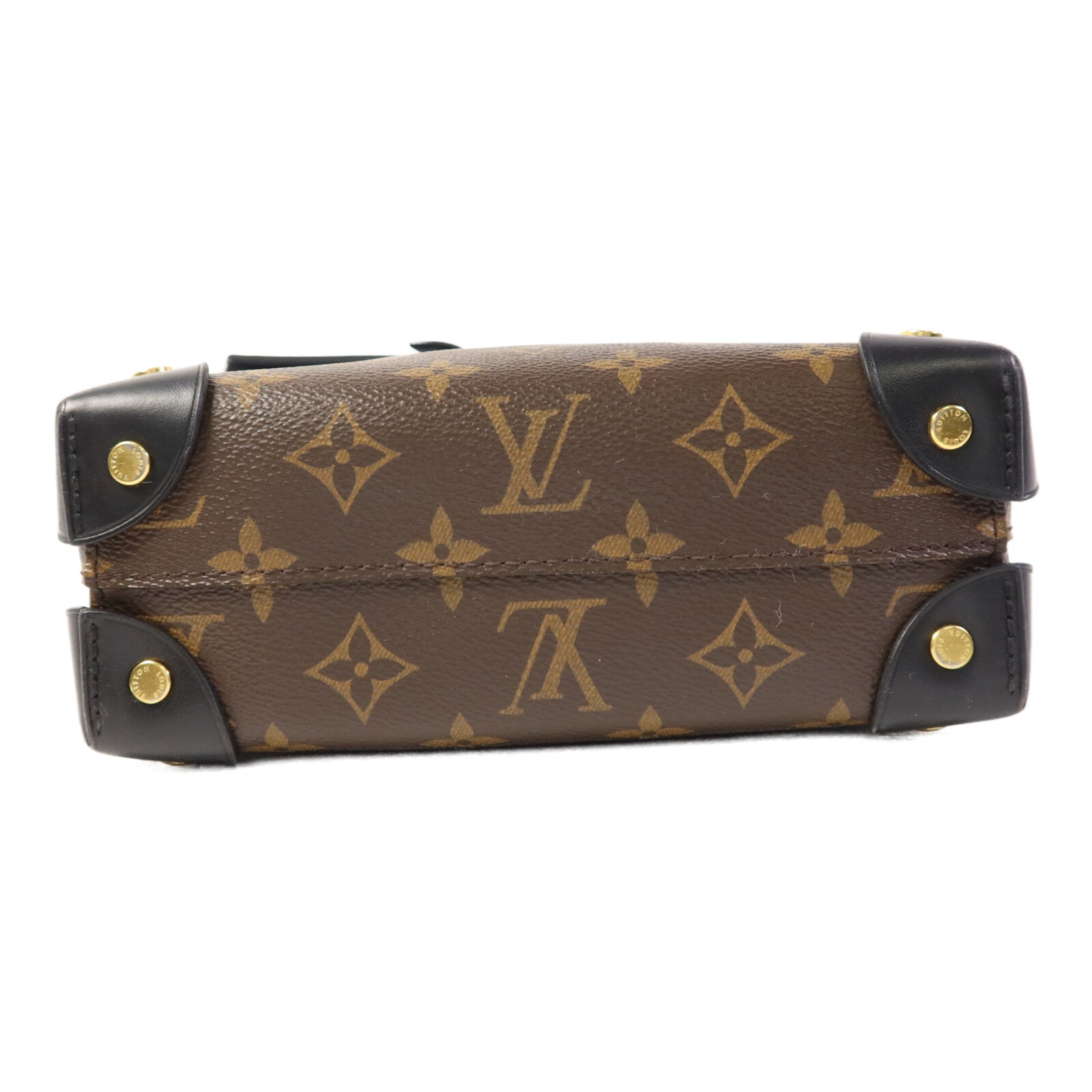 LOUIS VUITTON Monogram Petite Malle Souple金扣手挽肩背兩用袋棕色