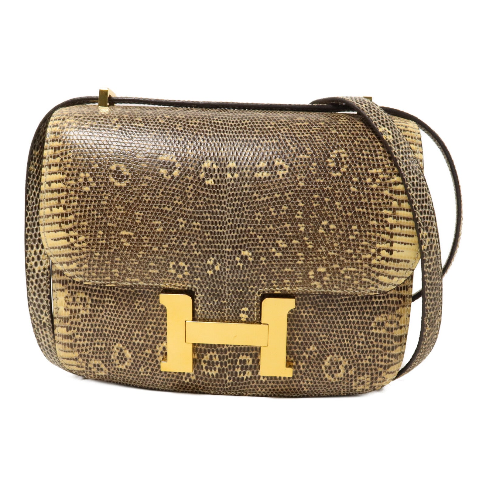 HERMES 蜥蝪皮革Constance Mini肩背袋Ombre