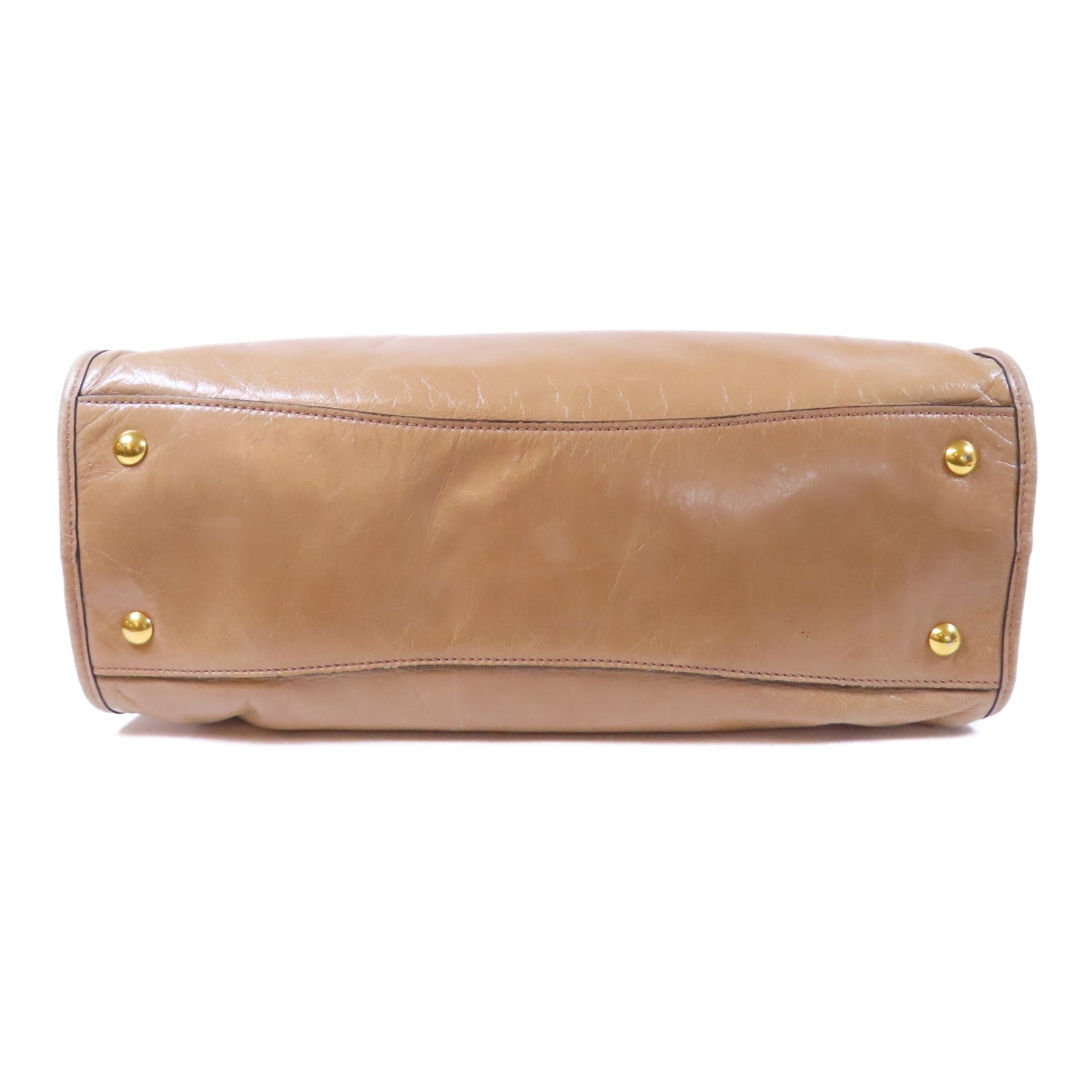 Miu Miu 牛皮皮革Shoulder Bag金扣手挽肩背兩用袋米色