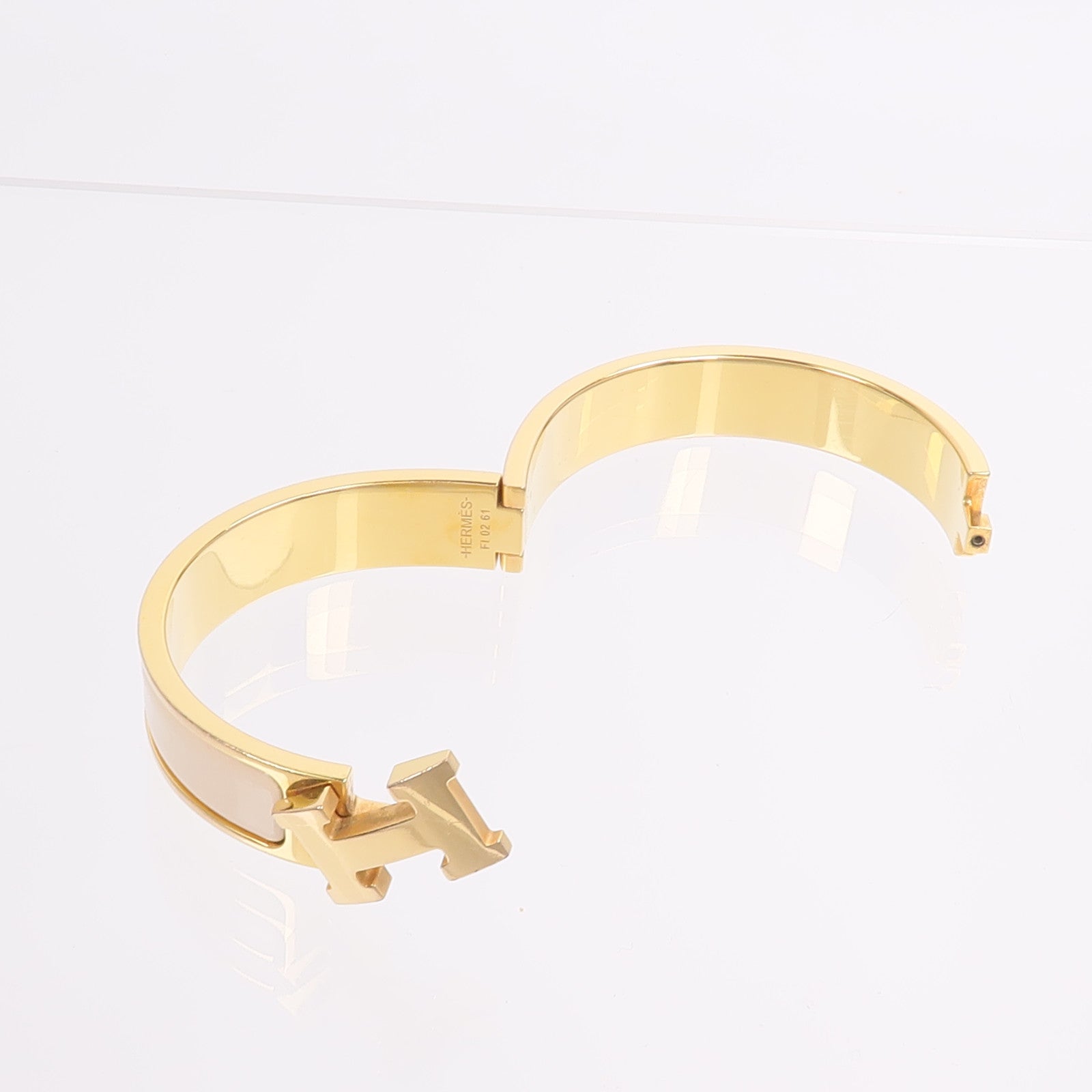 HERMES 金屬/琺瑯Clic H Bracelet手鐲Creme