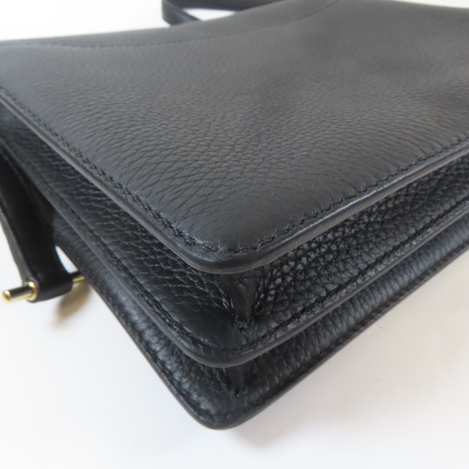 HERMES 【激減優惠】Clemence皮革Roulis 23金扣肩背袋Nior色/黑色