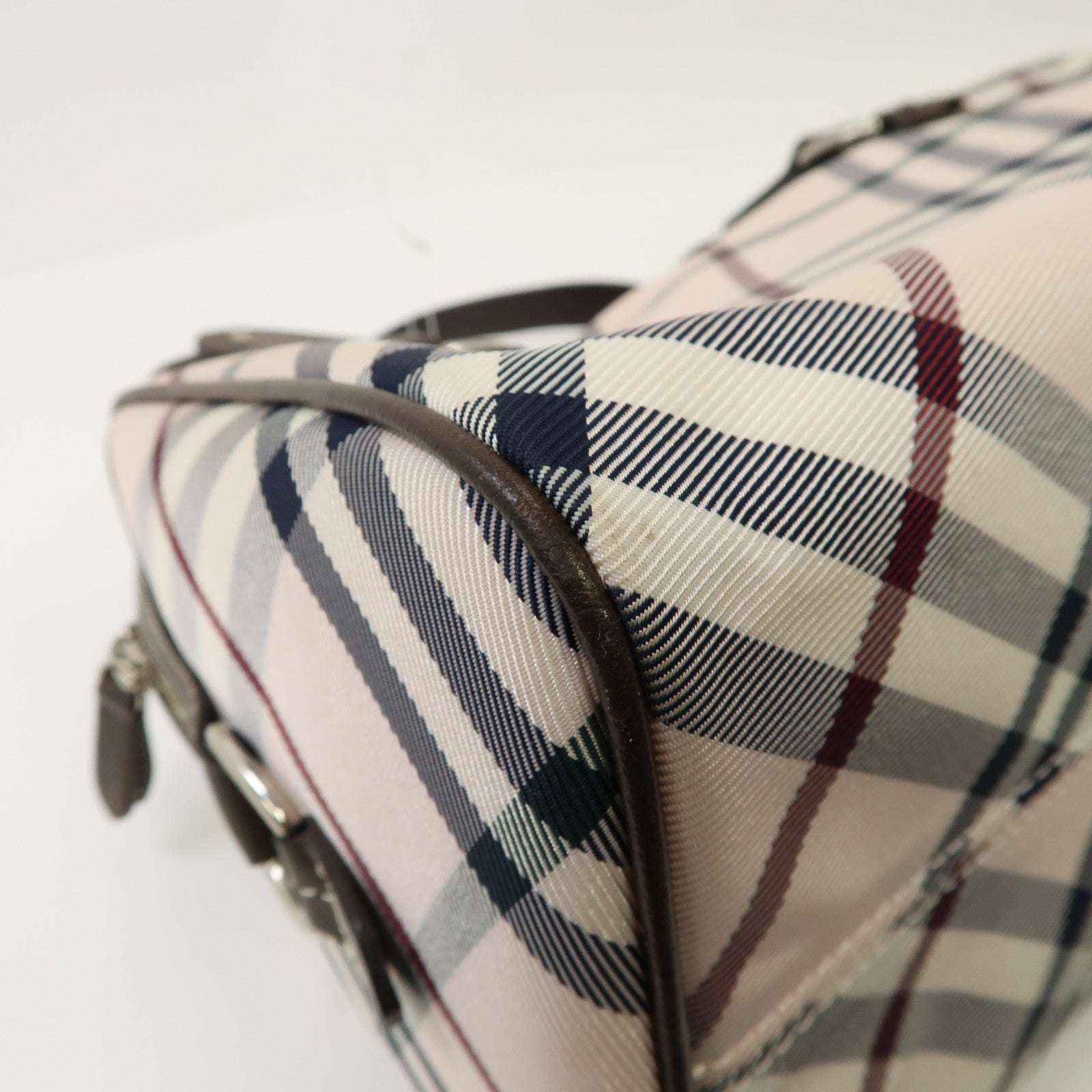 BURBERRY 塗層帆布Shoulder Bag銀扣肩背袋黑色/粉紅色