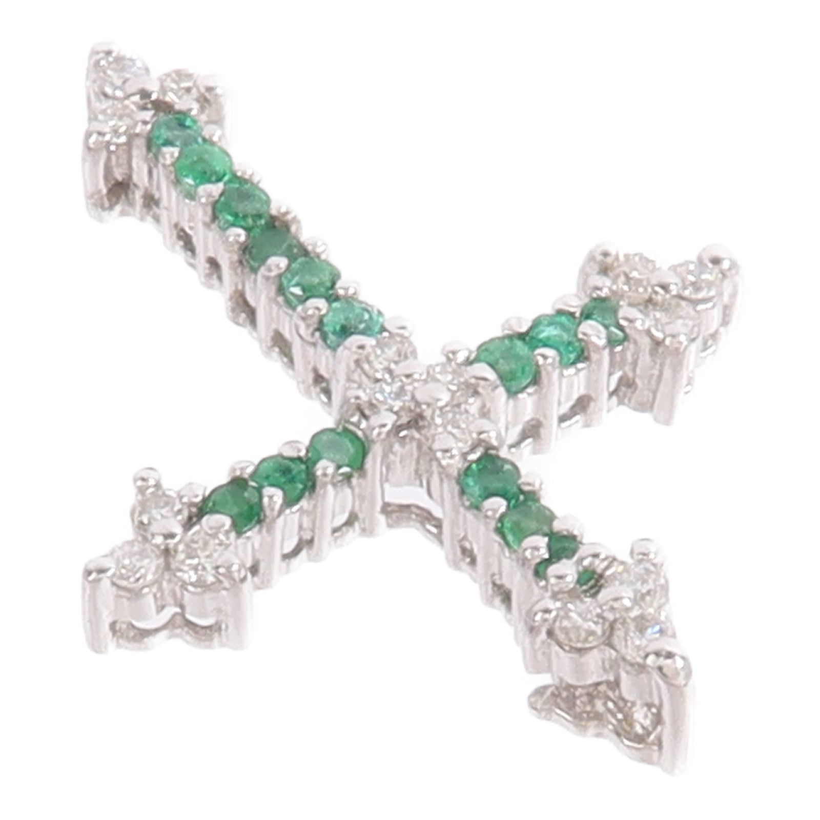 JEWELRY 18K白金Emerald Diamond Pendant Top綠寶石/鑽石吊墜