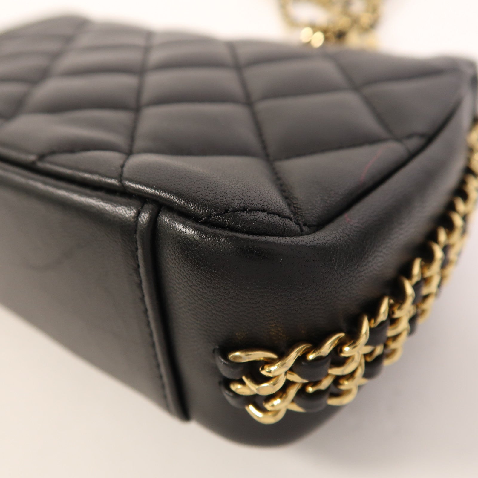 CHANEL 羊皮皮革Shoulder Bag金扣鏈帶肩背袋