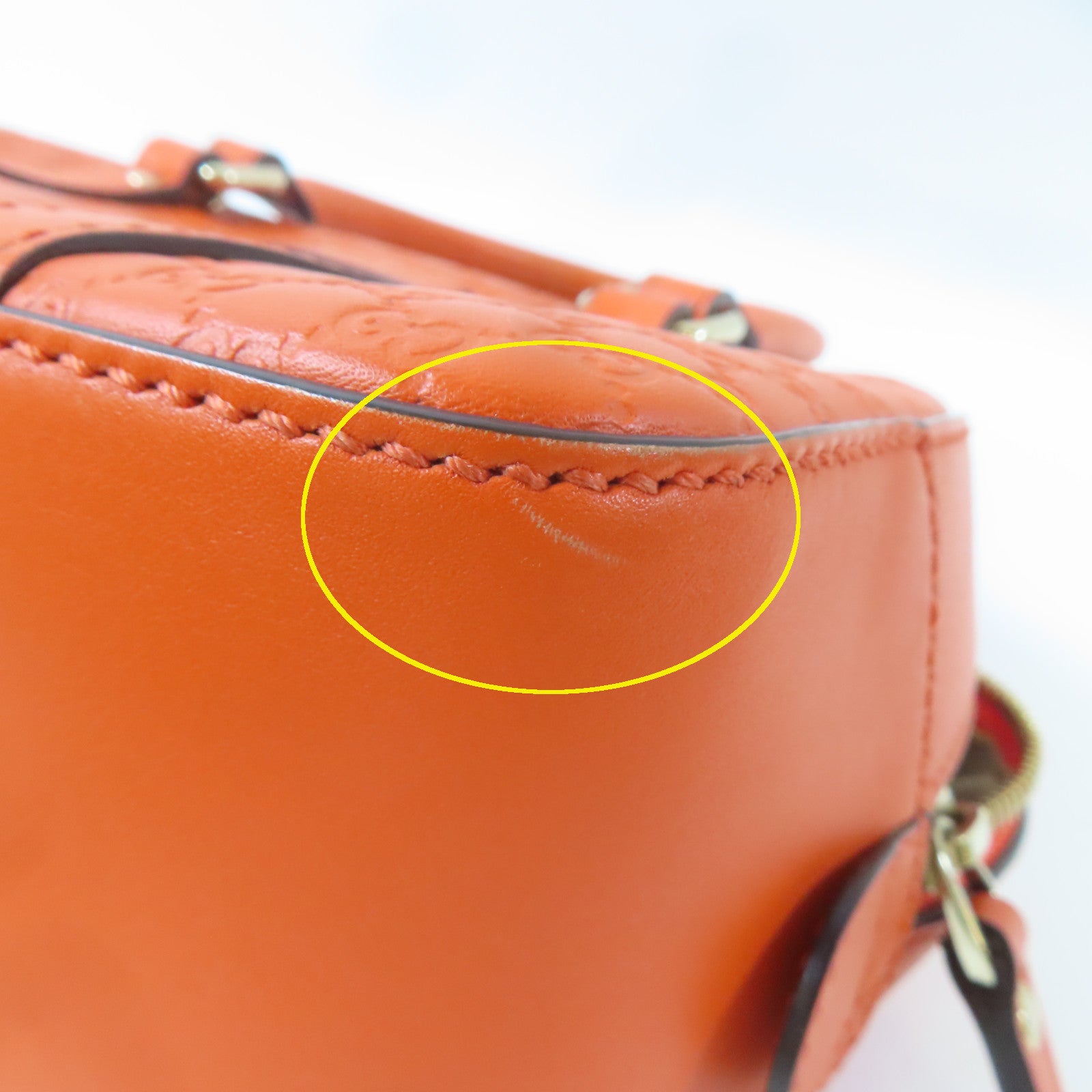 GUCCI 牛皮皮革Guccissima 2 Way Shoulder金扣手挽肩背兩用袋橙色