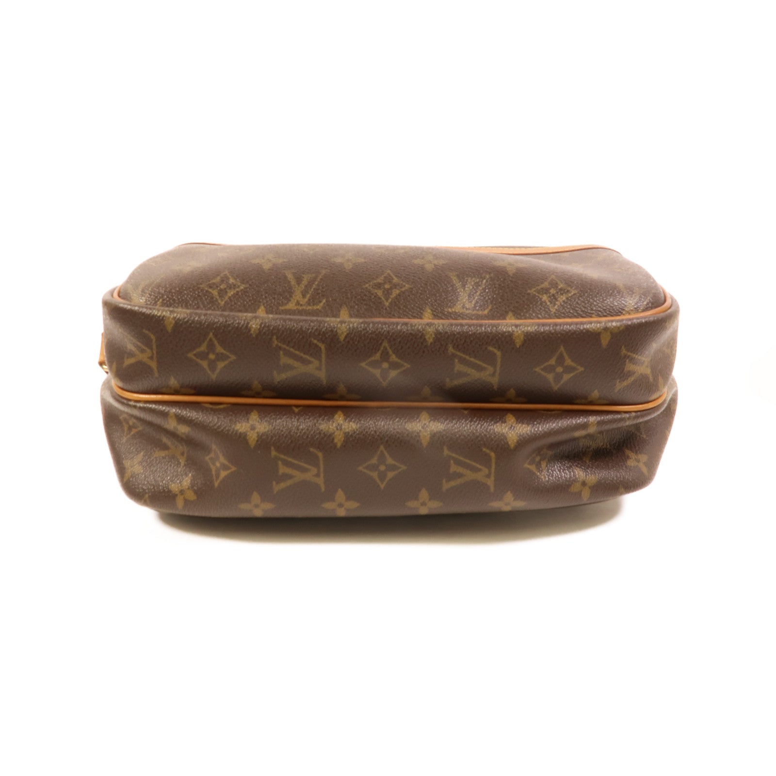 LOUIS VUITTON Monogram Reporter PM金扣肩背袋棕色