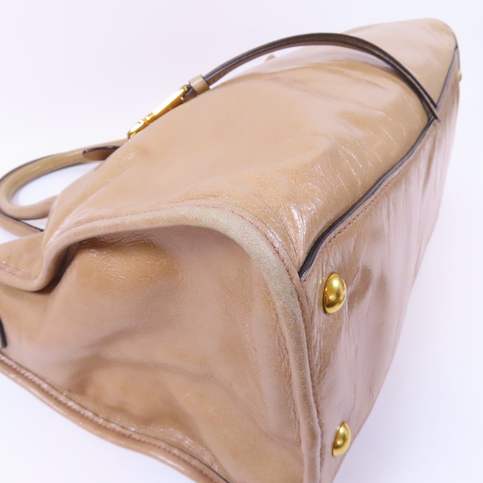 Miu Miu 牛皮皮革Shoulder Bag金扣手挽肩背兩用袋米色