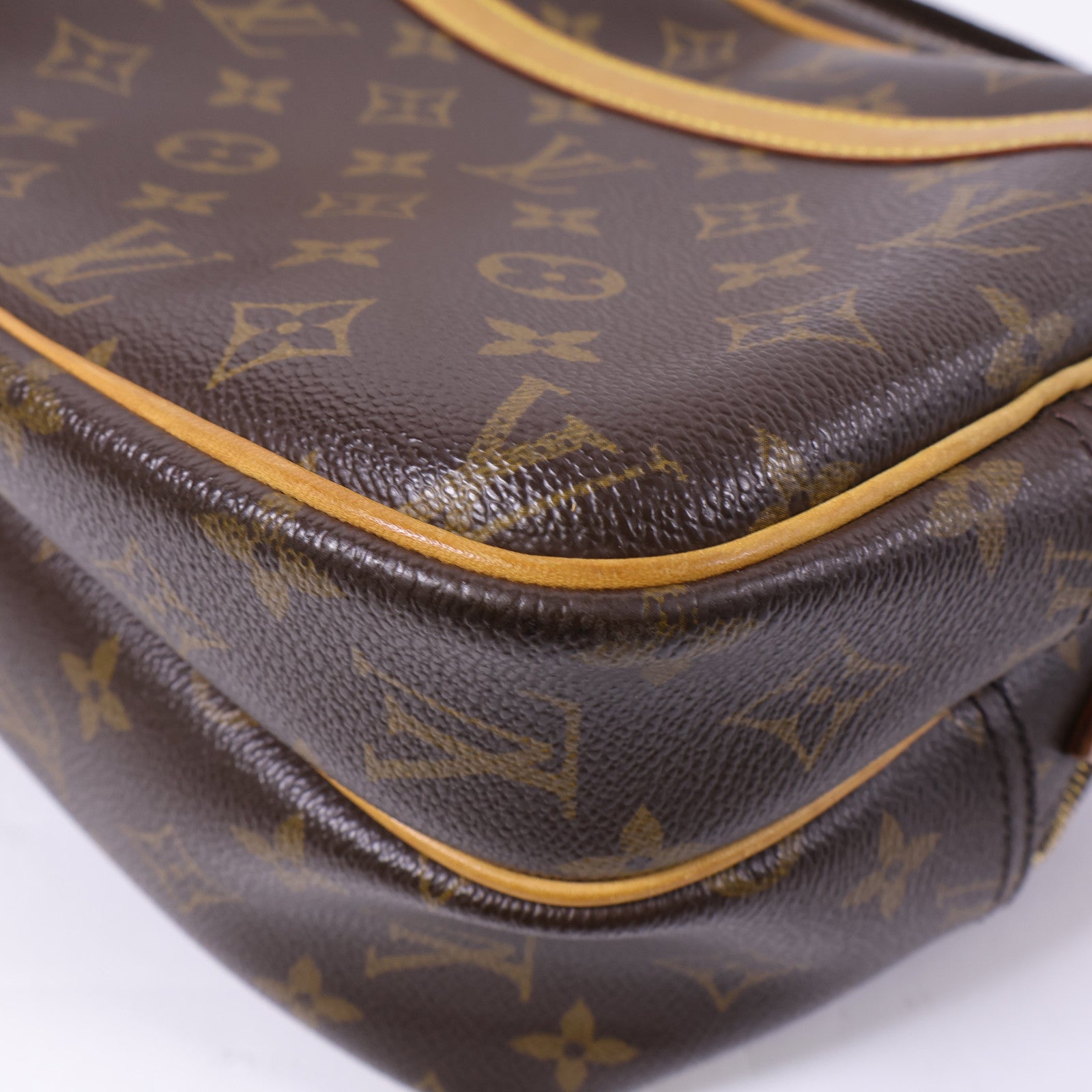 LOUIS VUITTON Monogram Reporter PM金扣肩背袋棕色