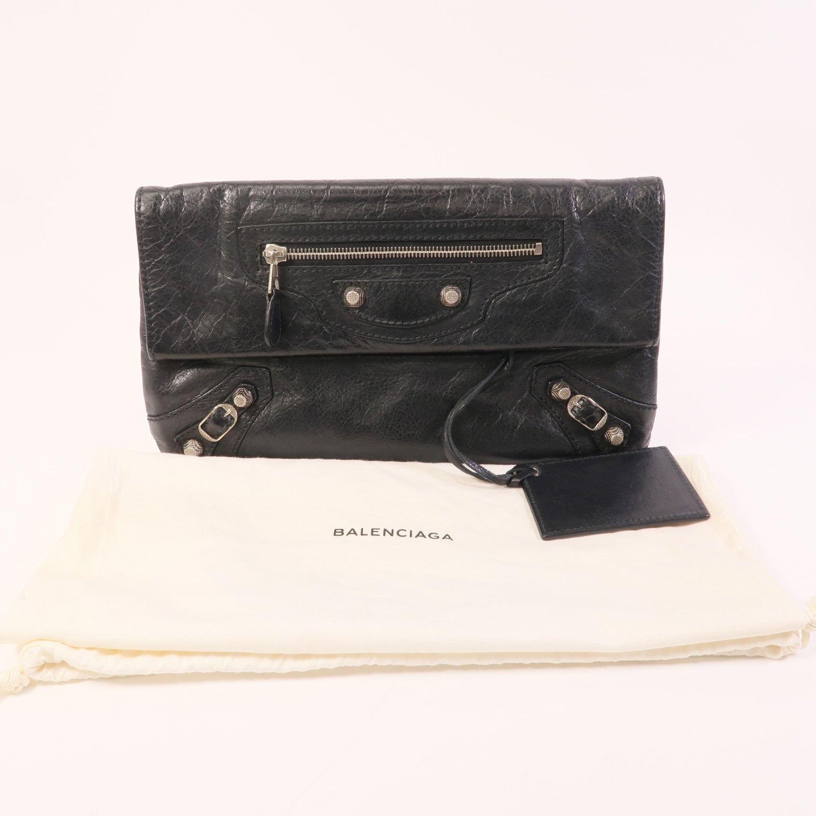 BALENCIAGA 牛皮皮革Pouch銀扣手拿包