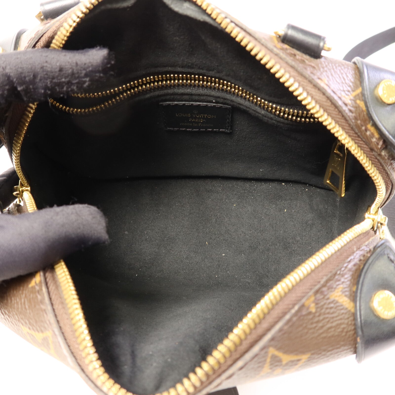 LOUIS VUITTON Monogram Petite Malle Souple金扣手挽肩背兩用袋棕色