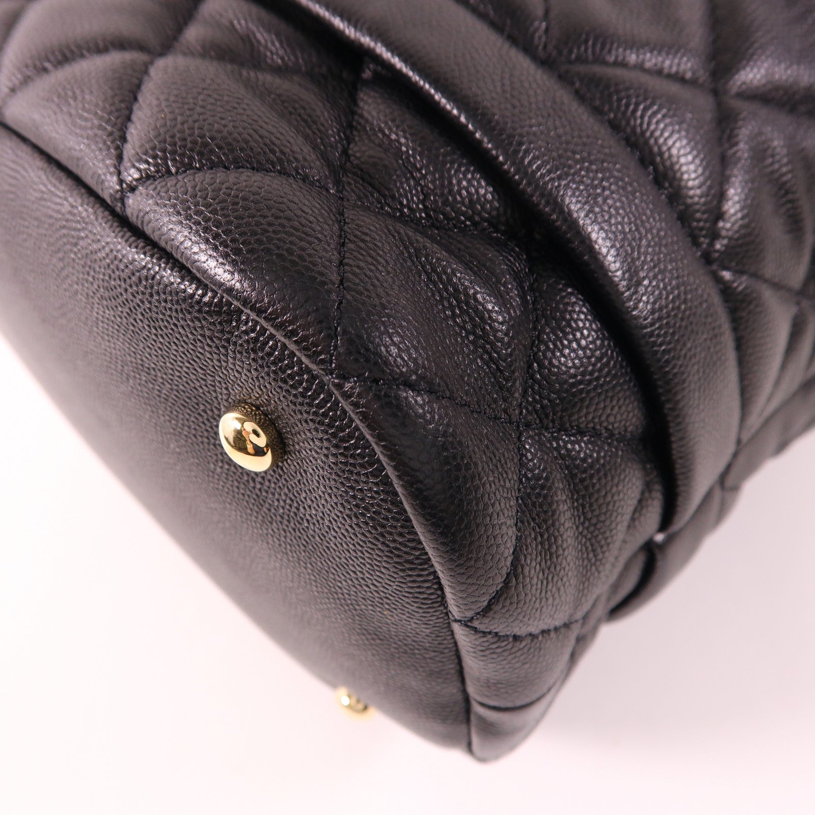 CHANEL CC GHW 2 Way Shoulder Bucket Bag Calfskin Leather Black