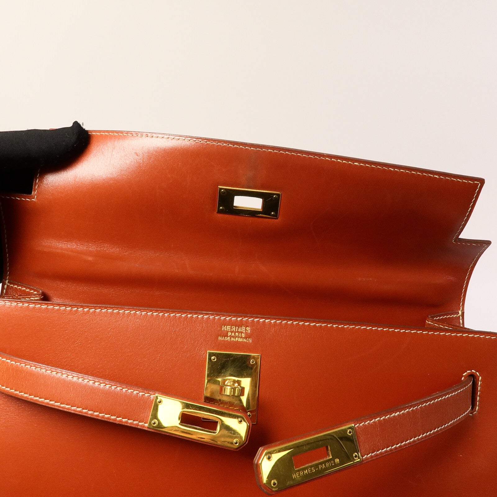 HERMES Box皮革Kelly 32手挽袋