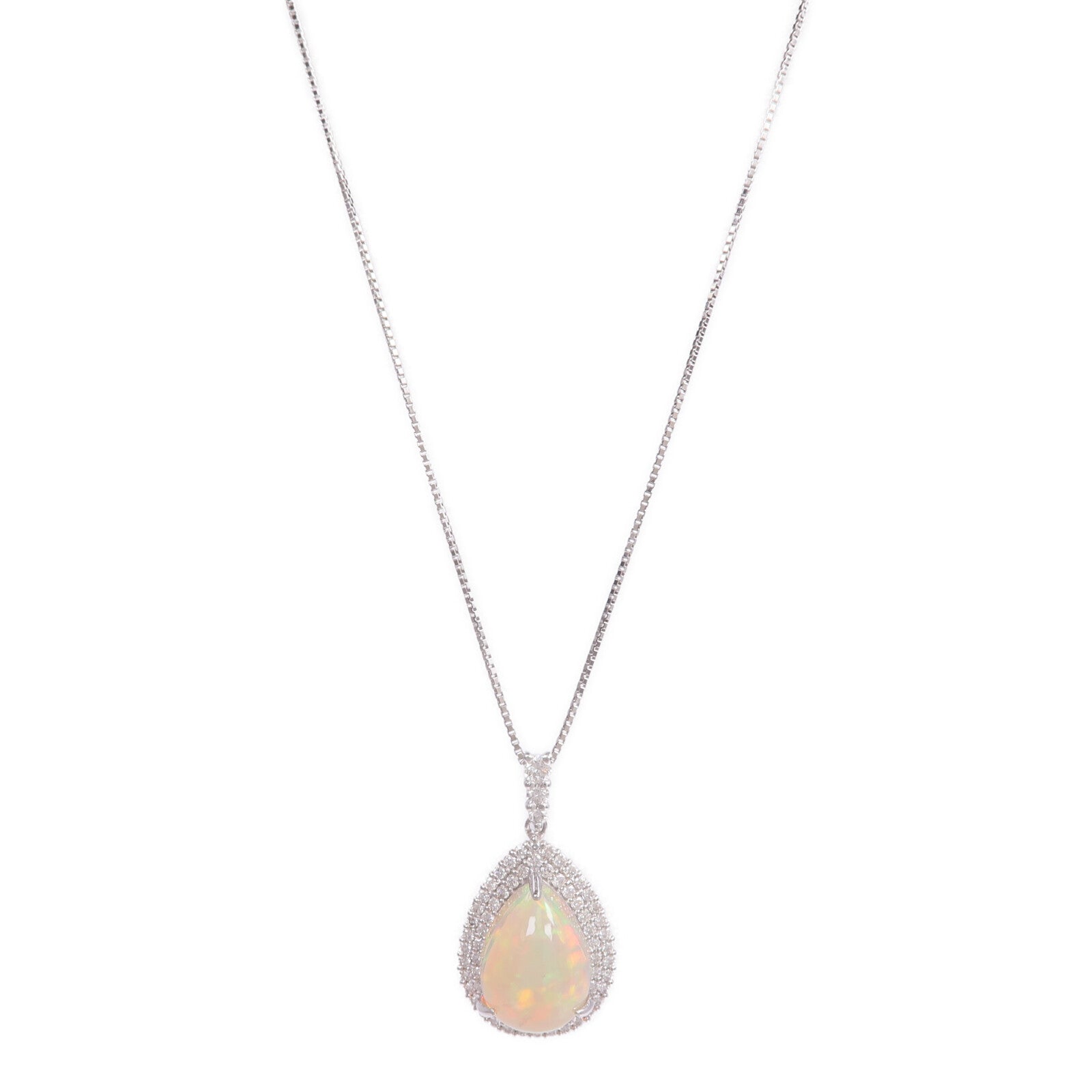 JEWELRY PT900/PT850鉑金Opal Diamond Necklace蛋白石/鑽石項鍊