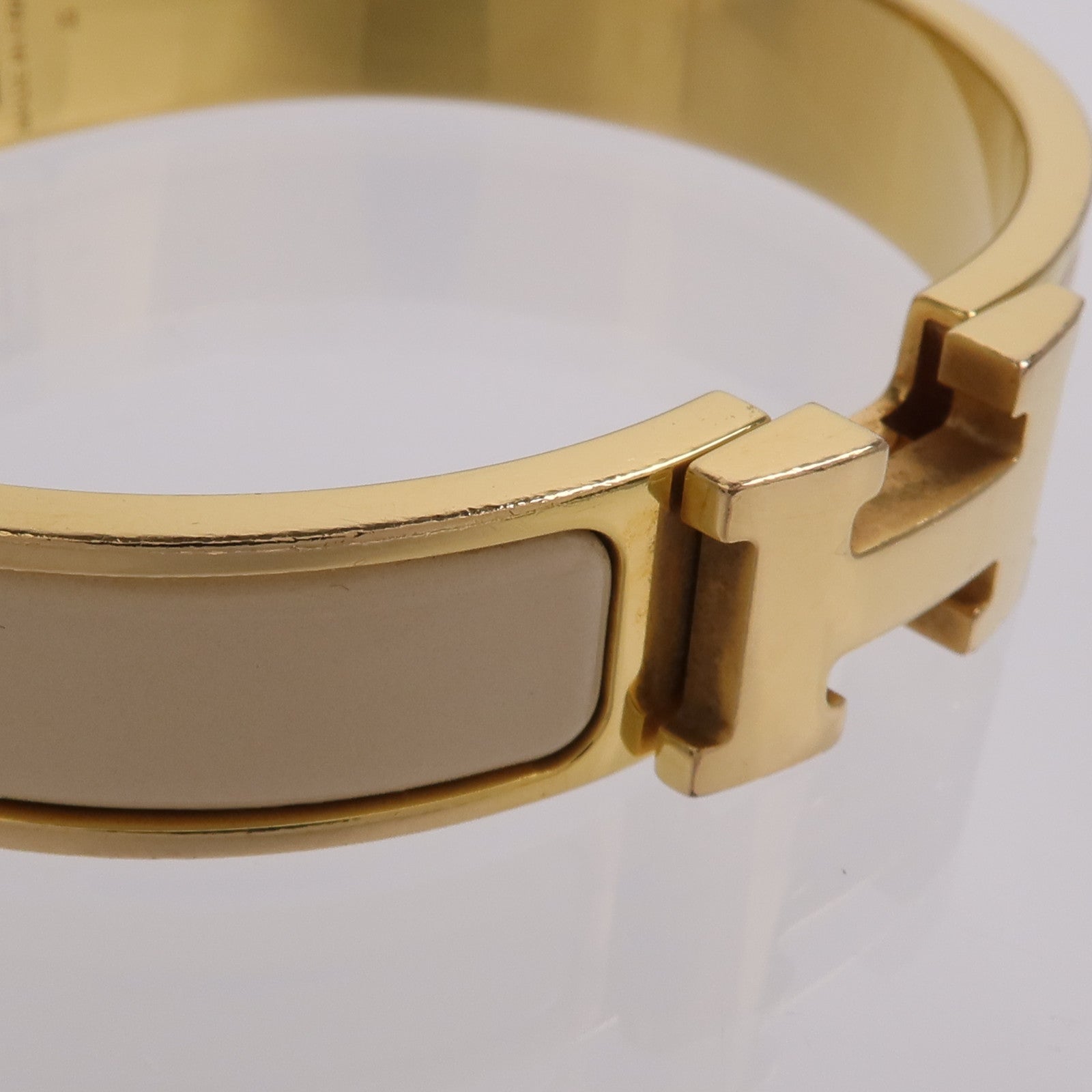HERMES 金屬/琺瑯Clic H Bracelet手鐲Creme