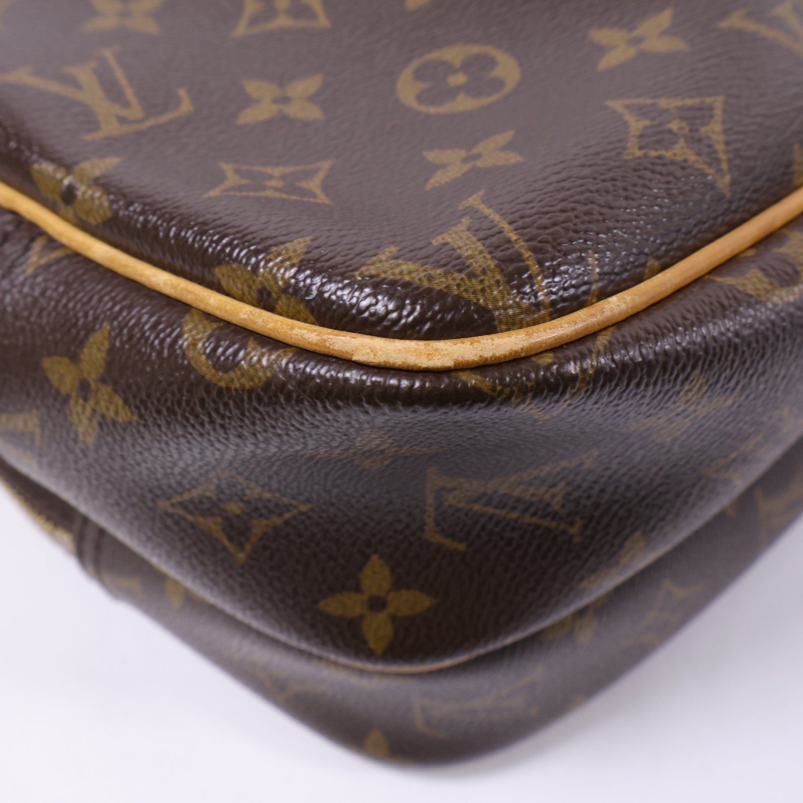 LOUIS VUITTON Monogram Reporter PM金扣肩背袋棕色