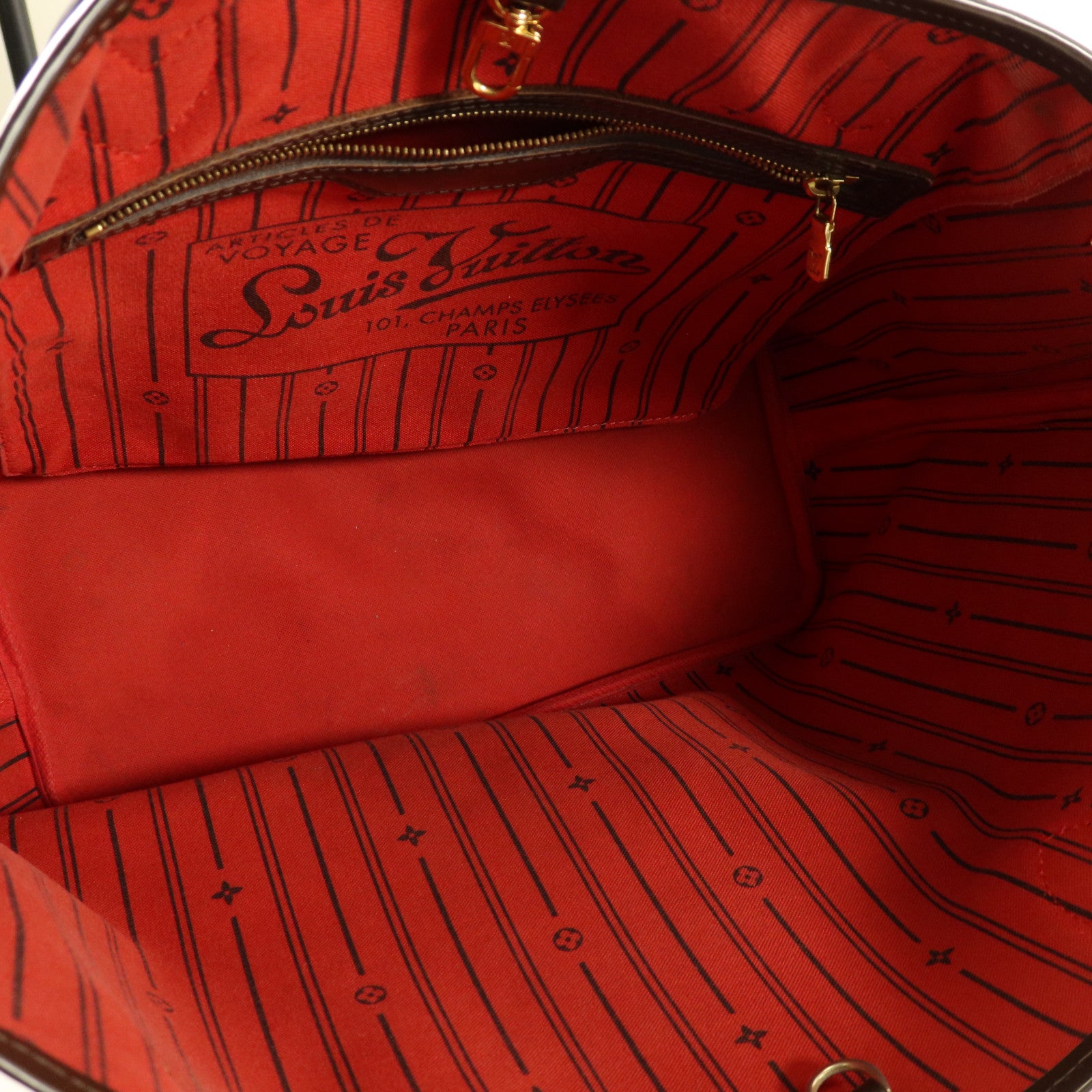 LOUIS VUITTON Damier Neverfull MM金扣手挽袋/肩背袋