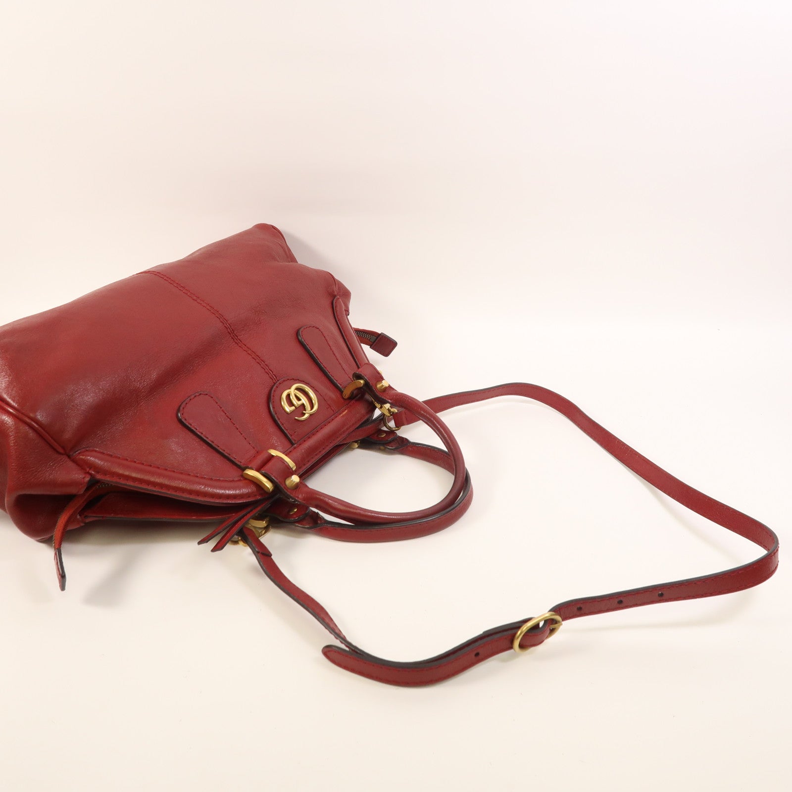 GUCCI 牛皮皮革Liber金扣手挽肩背兩用袋