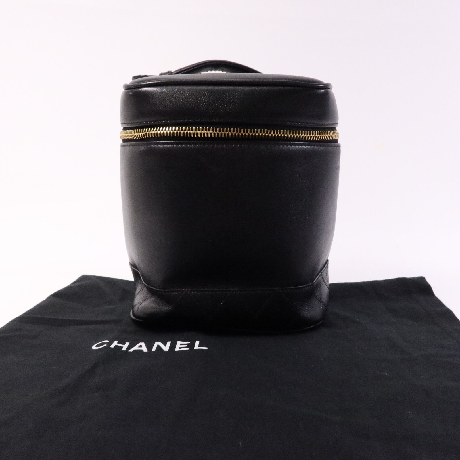 CHANEL 【激減優惠】羊皮皮革Vintage Vanity Case金扣手挽袋