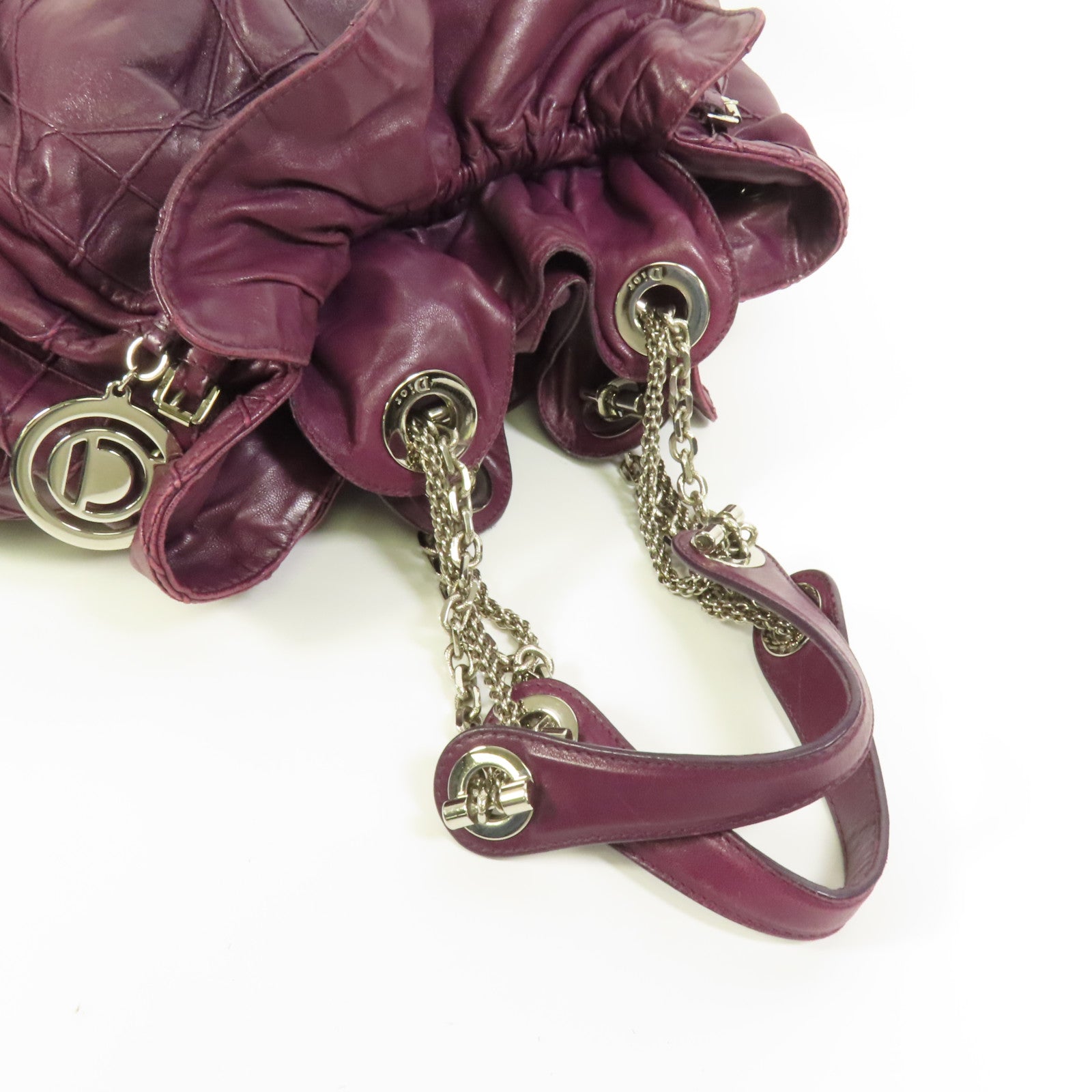 Dior 牛皮皮革Cannage銀扣肩背袋