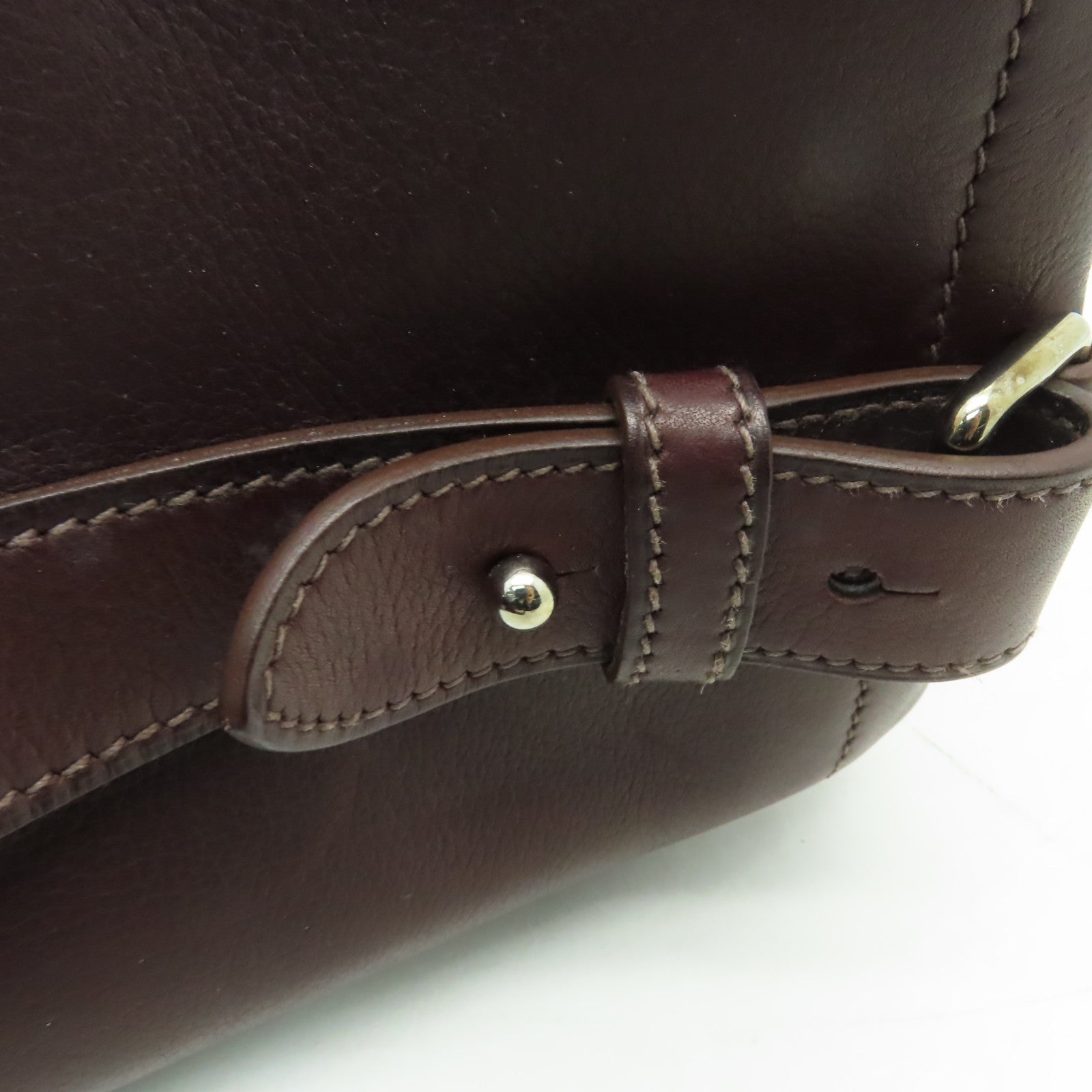 HERMES Evergrain皮革Sac Hebdo Reporter銀扣肩背袋雪茄色