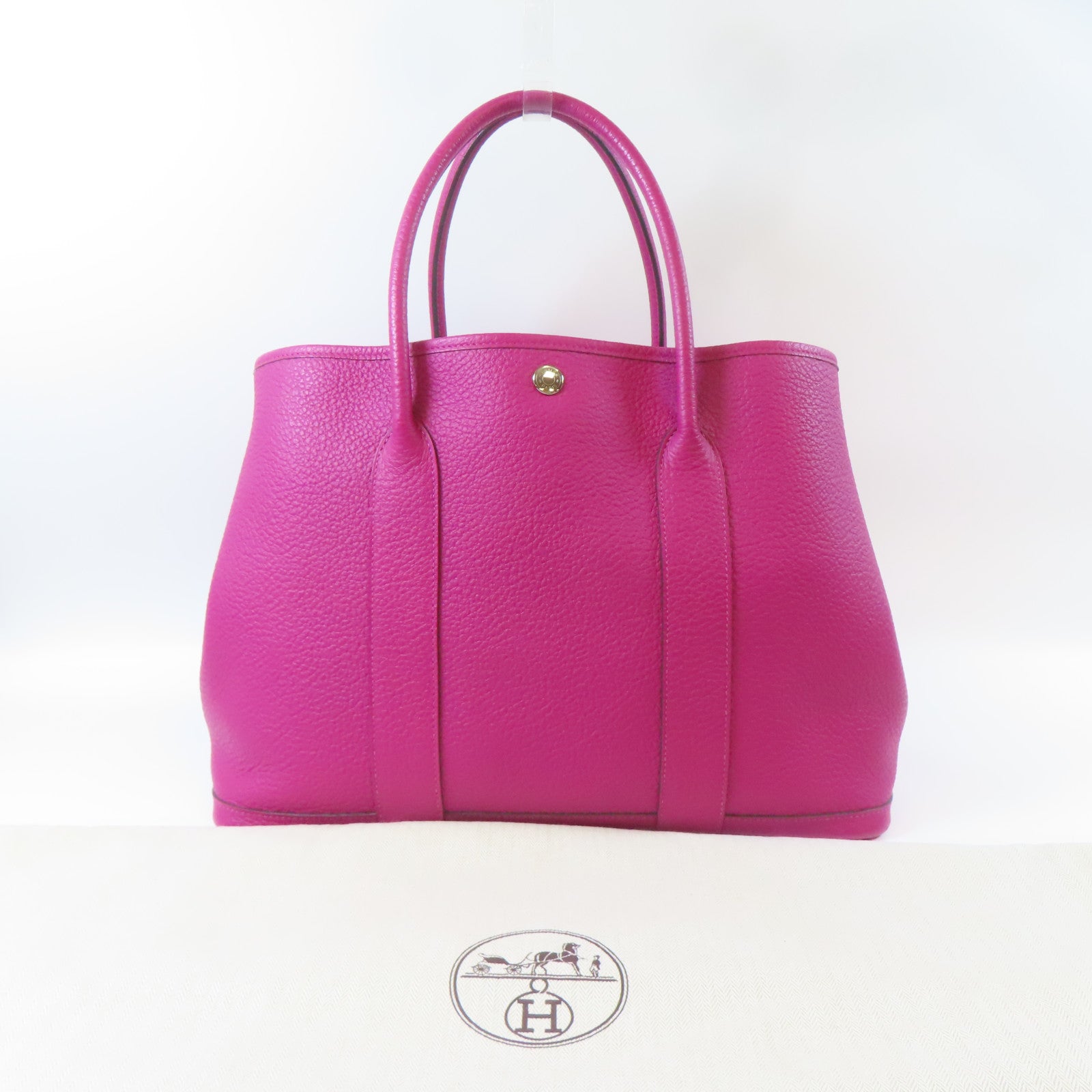 HERMES Negonda皮革Garden Party PM銀扣手挽袋Rose Purple桃紫色