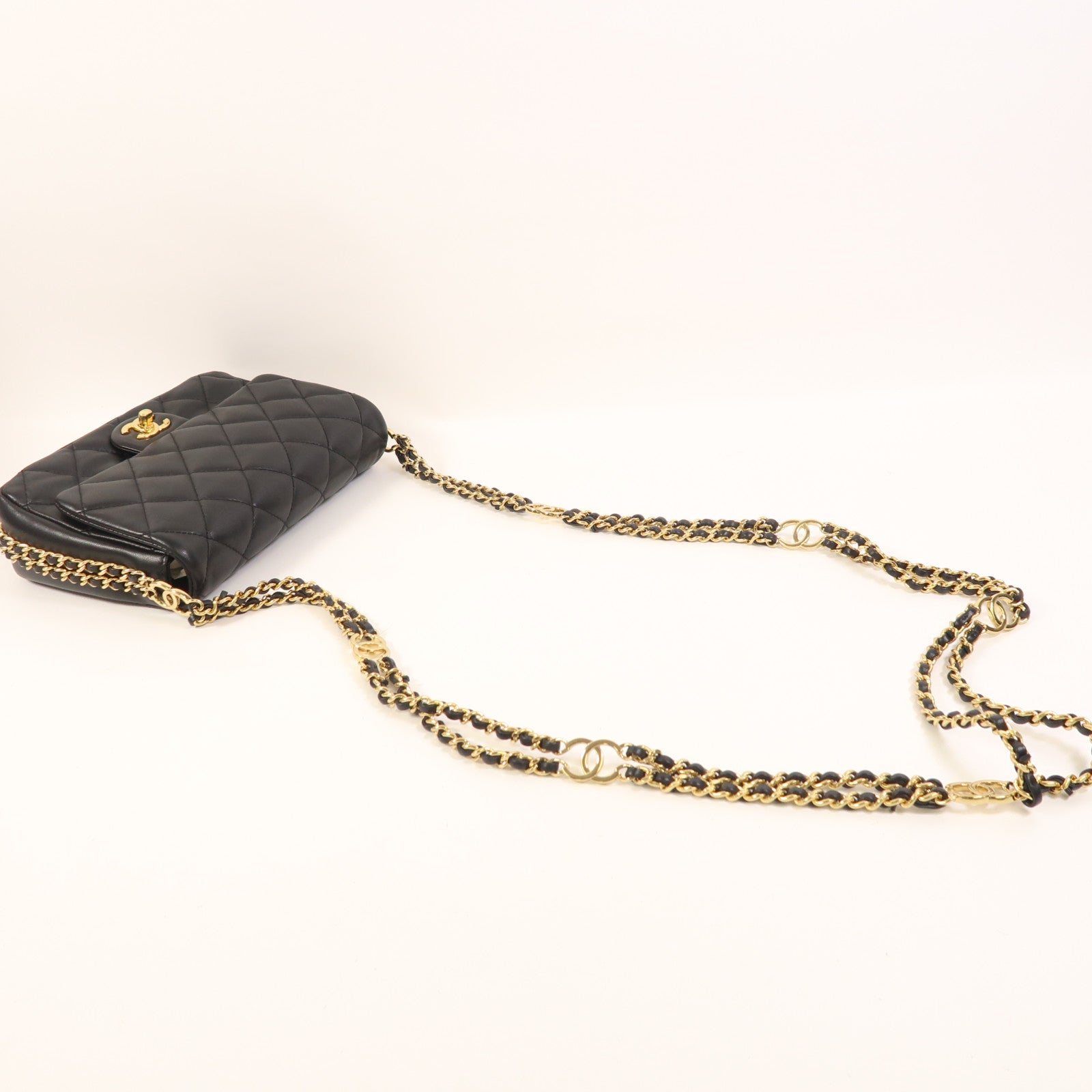 CHANEL 羊皮皮革Shoulder Bag金扣鏈帶肩背袋