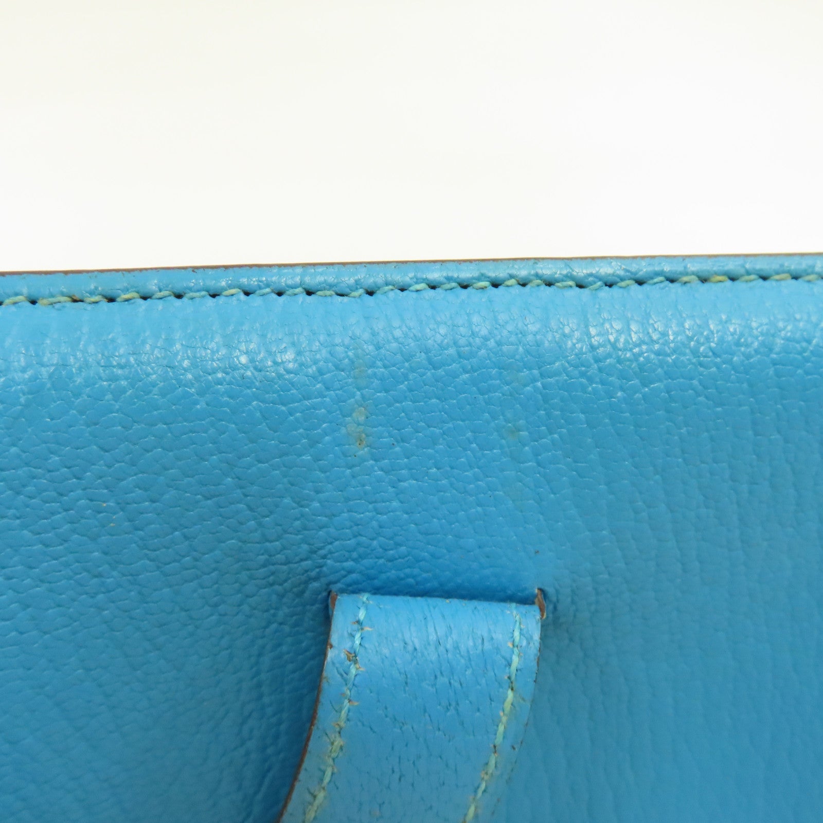 HERMES Chevre皮革Bearn Long Wallet銀扣長錢包Blue Azteque水藍色