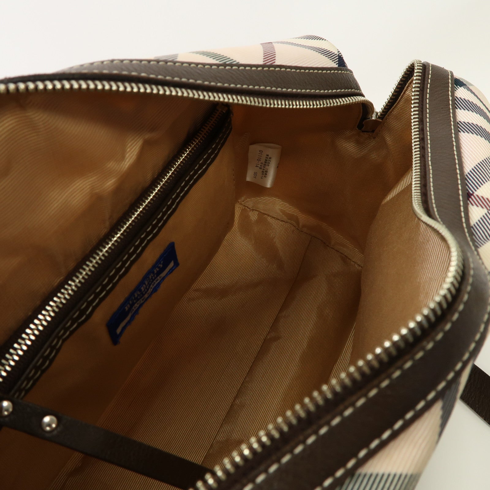 BURBERRY 塗層帆布Shoulder Bag銀扣肩背袋黑色/粉紅色