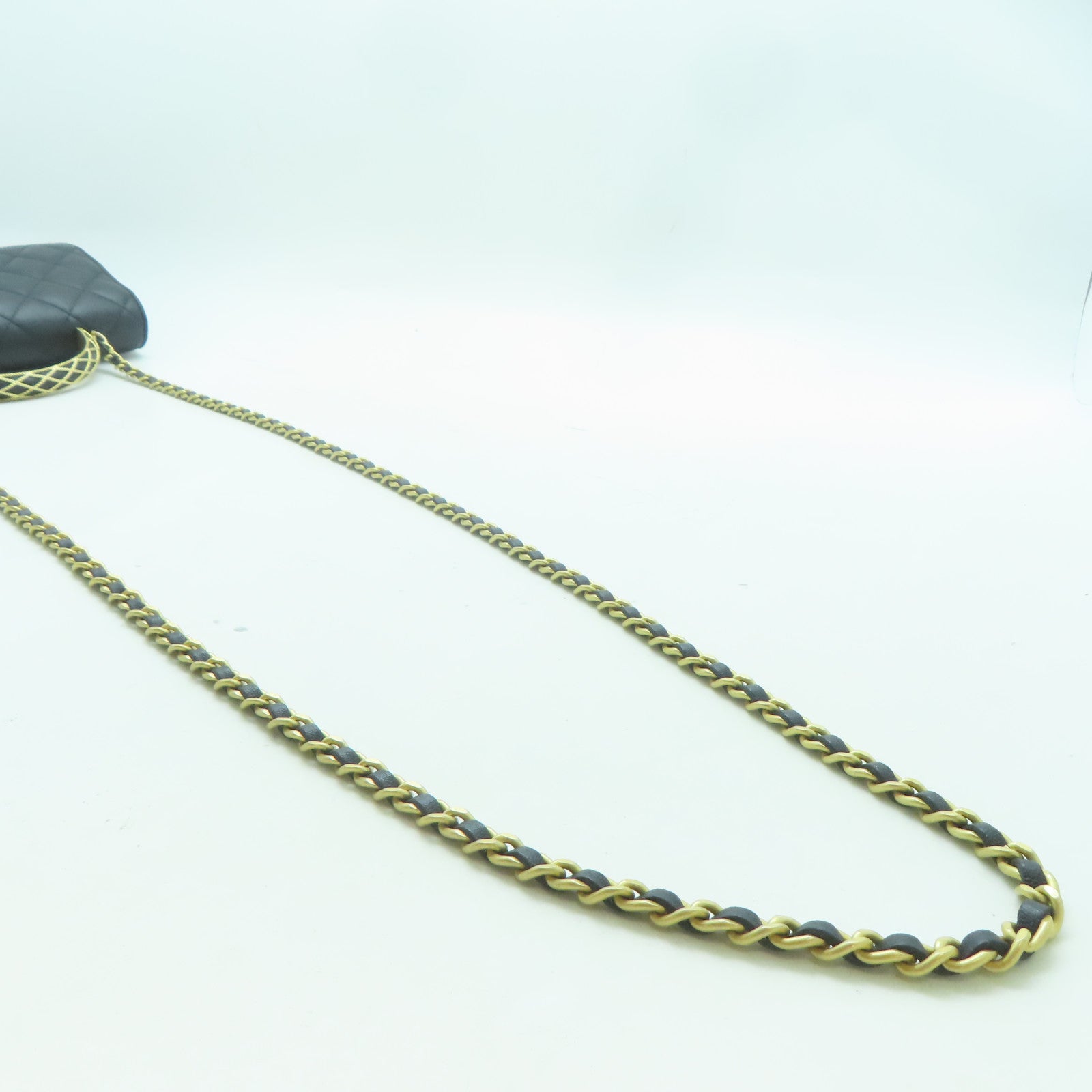 CHANEL 【激減優惠】菱格羊皮皮革Top Handle Wallet On Chain金扣鏈帶手挽肩背兩用袋黑色