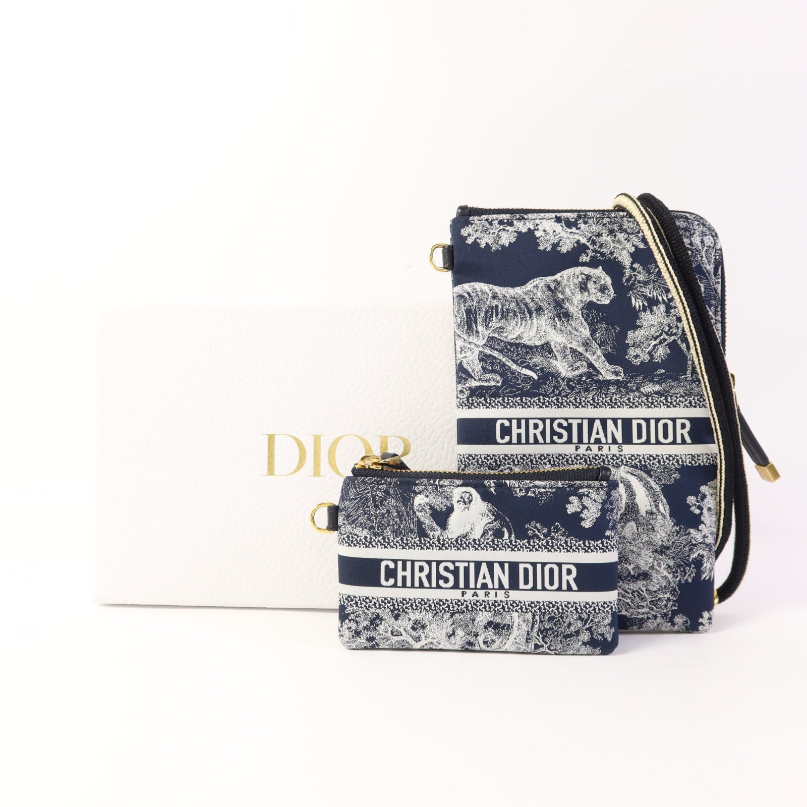 Dior 尼龍Phone Pouch With Strap金扣肩背袋