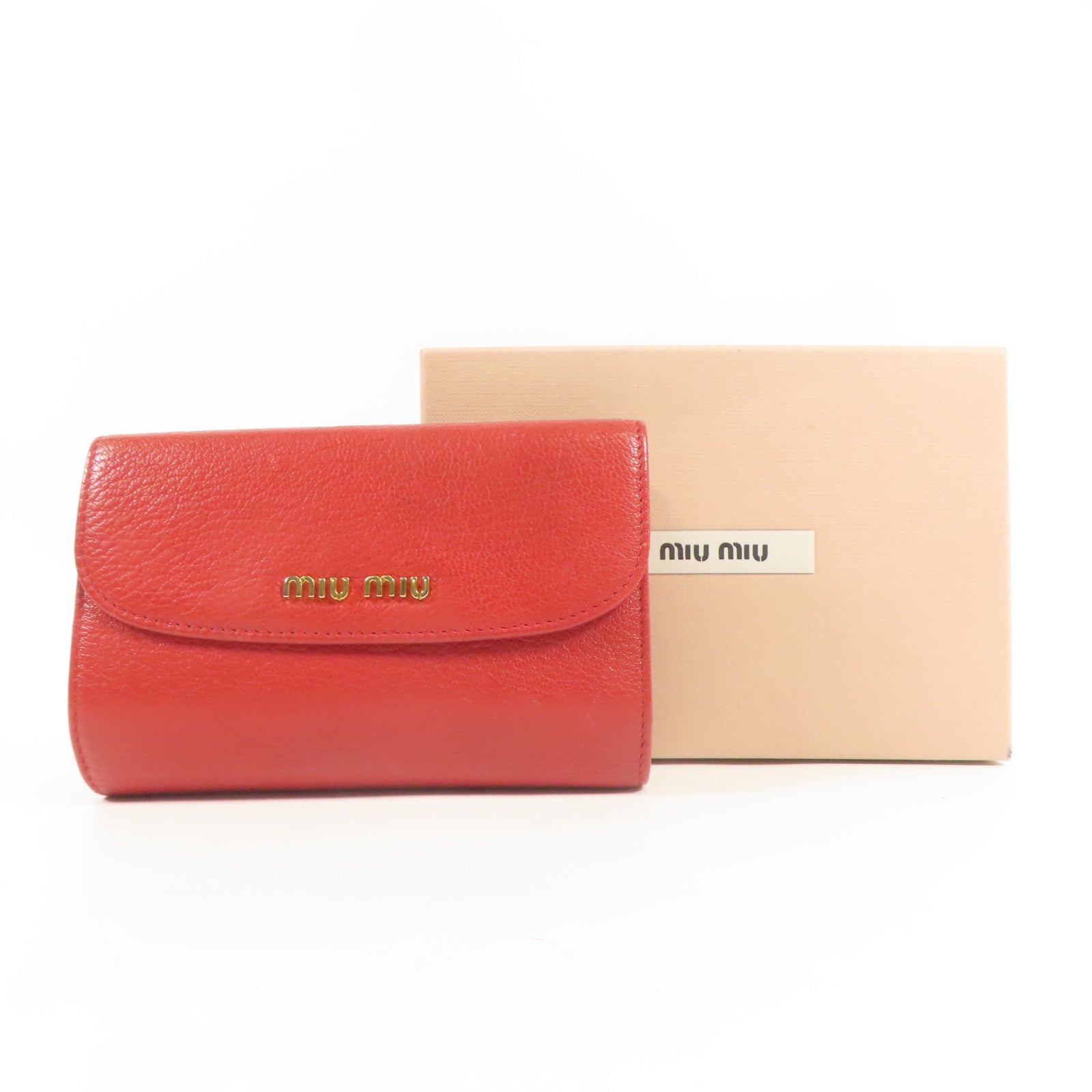 Miu Miu 【激減優惠】牛皮皮革Wallet金扣錢包