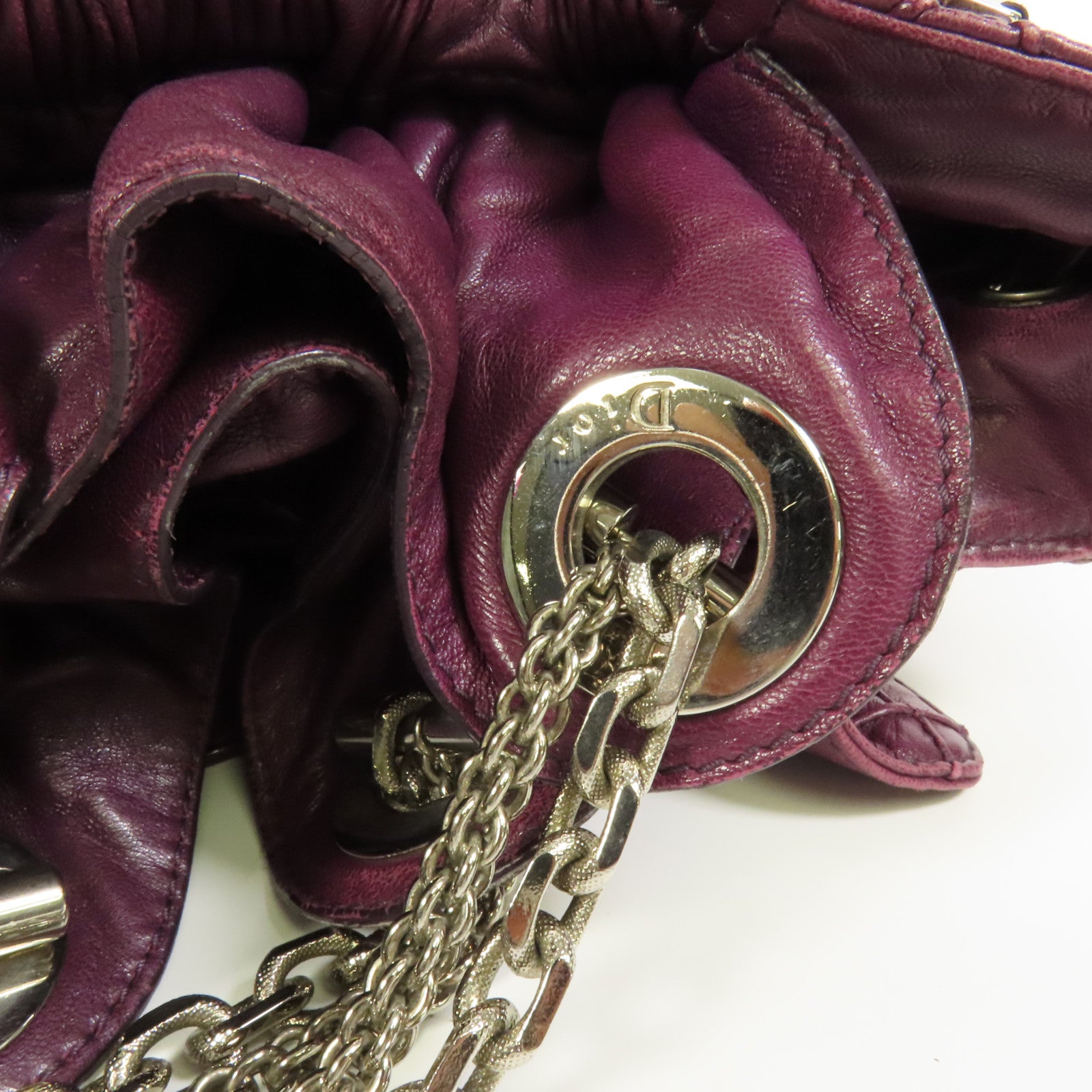 Dior 牛皮皮革Cannage銀扣肩背袋