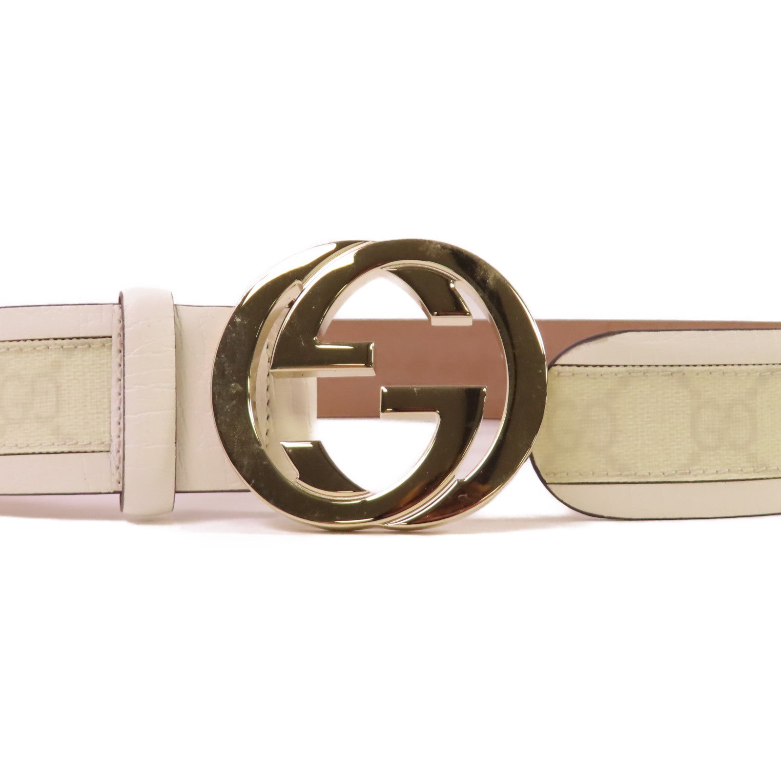 GUCCI 塗層皮革/牛皮皮革Belt金扣皮帶白色