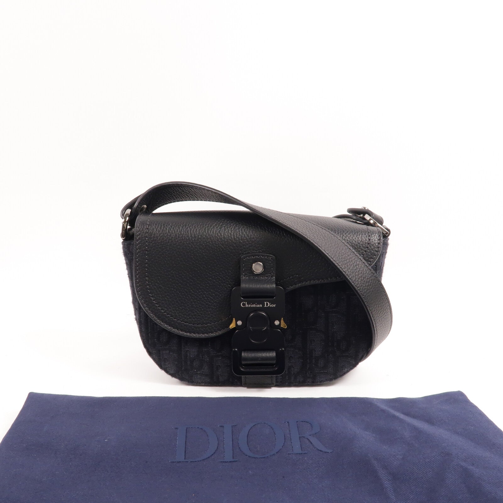 Dior 帆布/牛皮皮革Mini Saddle Messenger Bag with Flap肩背袋