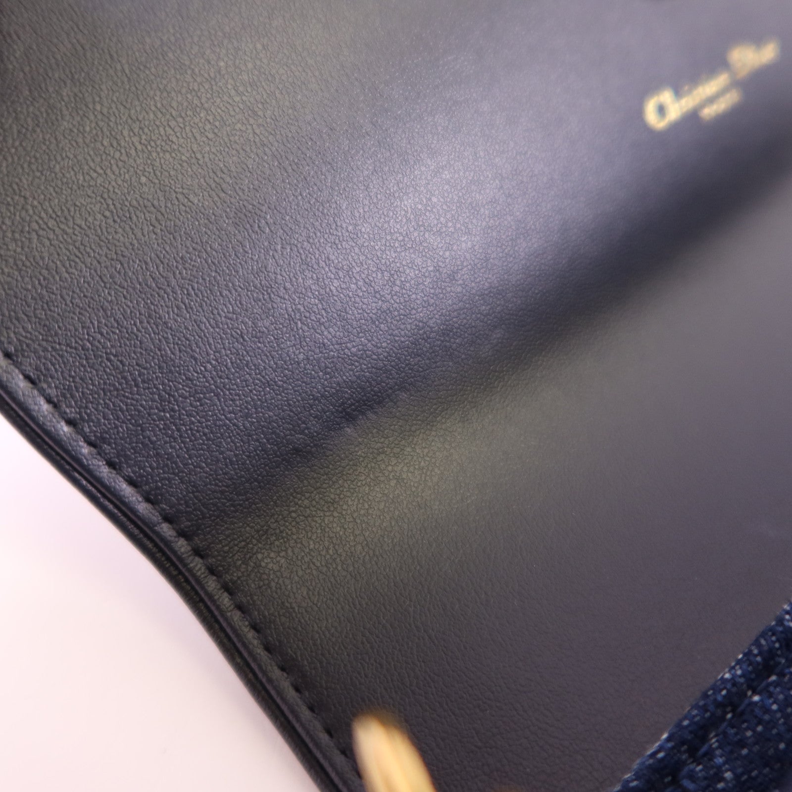 Dior Obriqur牛仔布Medium Saddle Pouch With Chain金扣鏈帶肩背袋